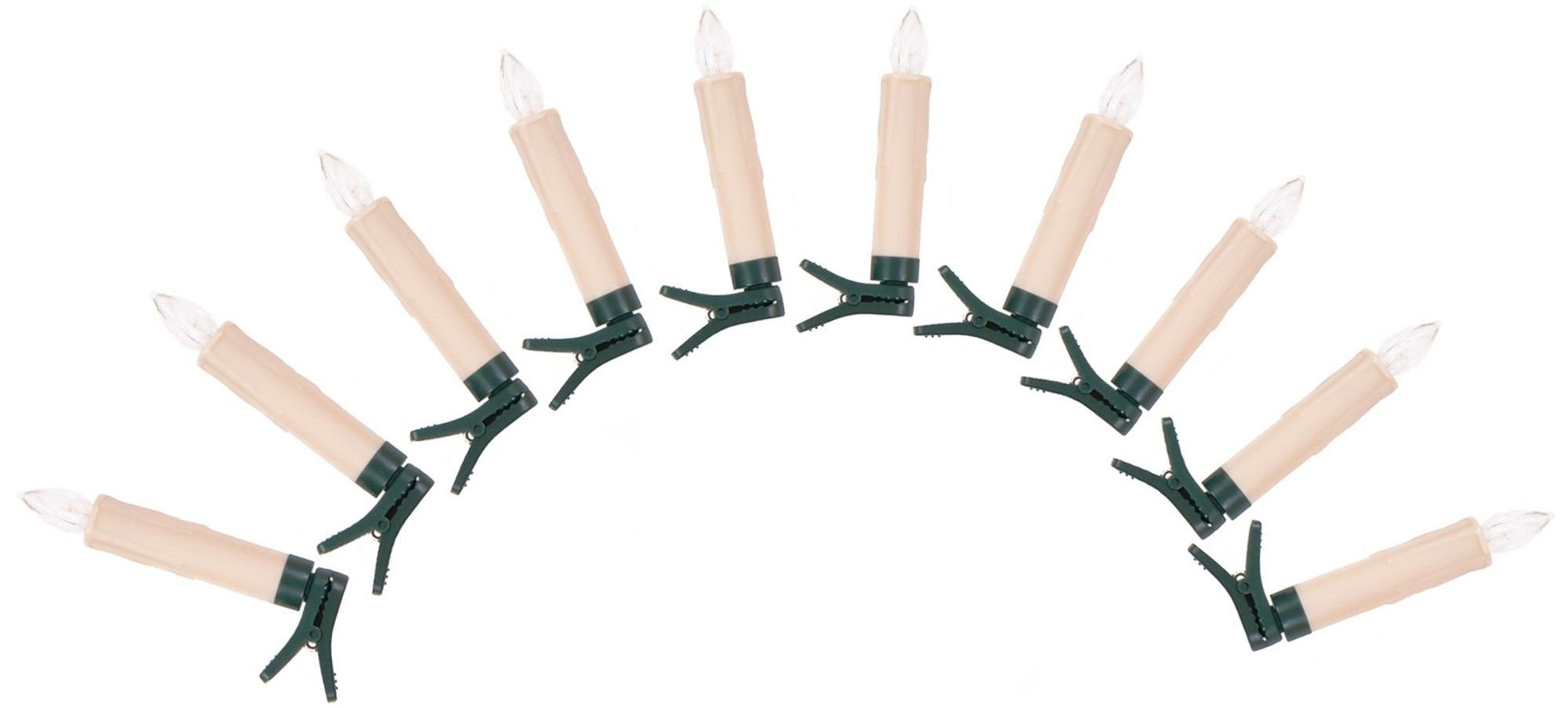 BURI Adventskerze 10er LED Christbaumkerzen Erweiterung (10-tlg)