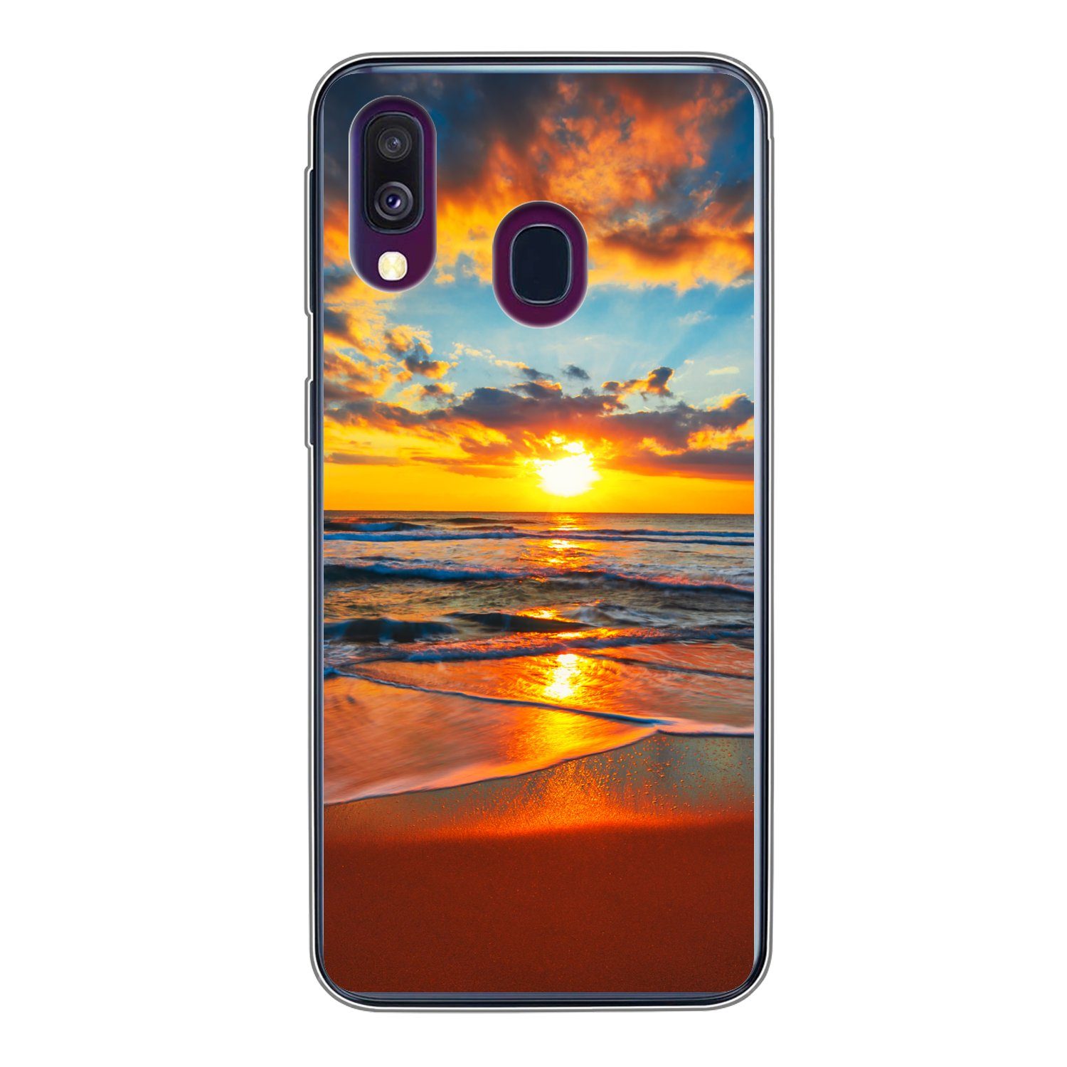 MuchoWow Handyhülle für Samsung Galaxy A40 Meer - Sonnenuntergang - Strand - Wolken - Oran, Smartphone-Bumper, Print, Handy Schutzhülle Dünn