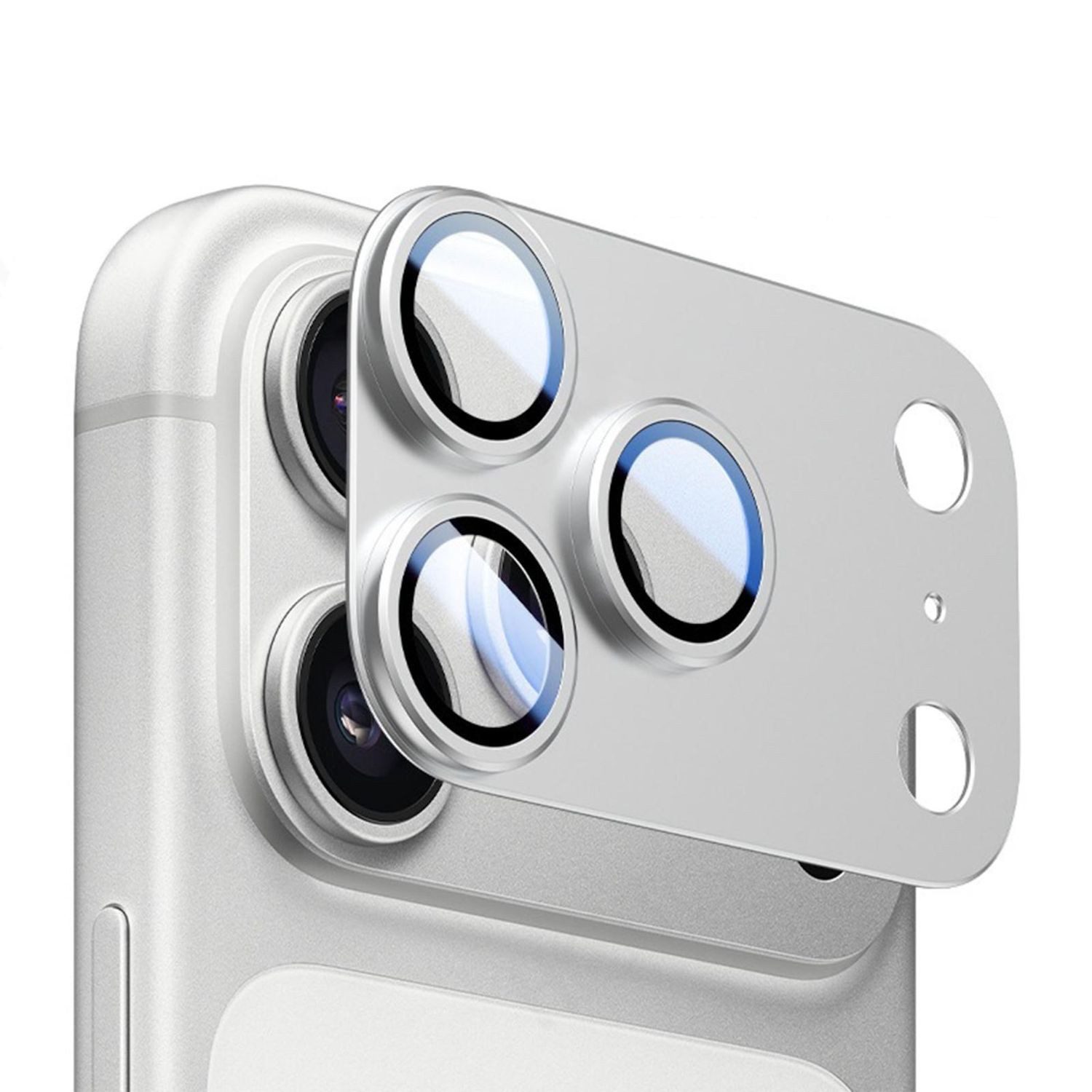 Wigento Handyhülle Für Apple iPhone 17 Pro Kamera Full Schutzring Aluminium Silber, Aluminiumlegierung, hohe Lichtdurchlässigkeit, Anti-Fingerprint