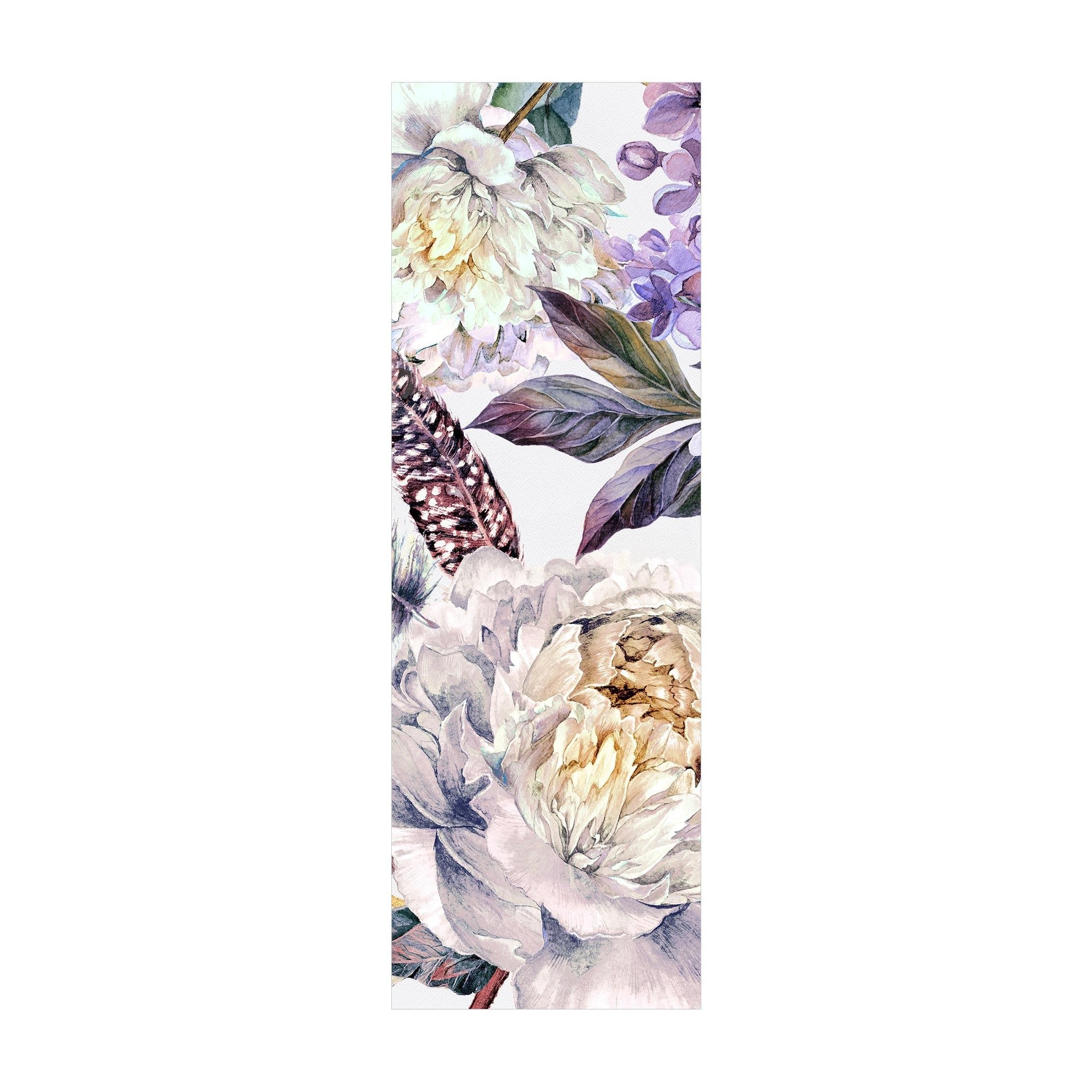 Bilderdepot24 Teppich Teppich Vinyl Flur Küche Blumen Aquarell funktional lang, Läufer - pastell glatt, nass wischbar (Schmutz, Tierhaare) Saugroboter & Bodenheizung geeignet