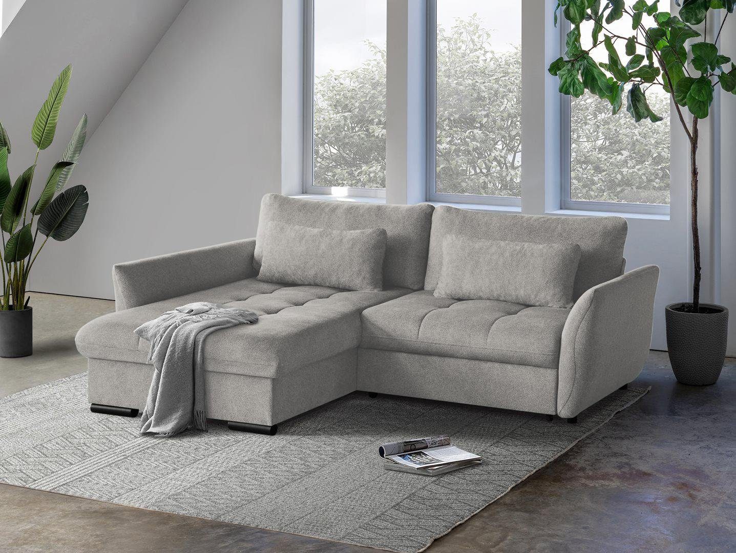 Beautysofa Ecksofa Caro, 240 cm Corner Sofa, stilvoll Wohnzimmerecke, mit Relaxfunktion, mit Bettkasten, inklusive Federkern Cappucino (bubble 03)