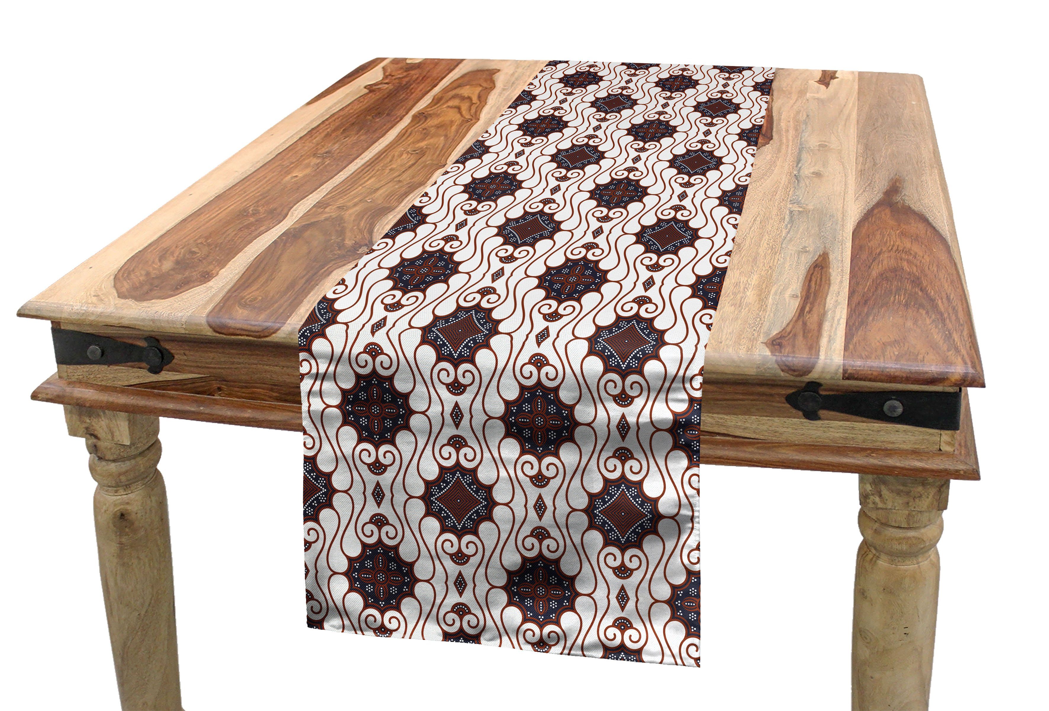 Abakuhaus Tischläufer Esszimmer Küche Rechteckiger Dekorativer Tischläufer, asiatisch Javanesisches Batikmotiv