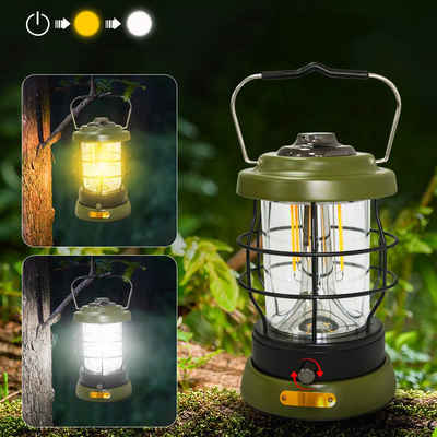 KEENZO LED Laterne Retro LED Campinglampe outdoor Latern Stufenlos Dimmbar, LED fest integriert