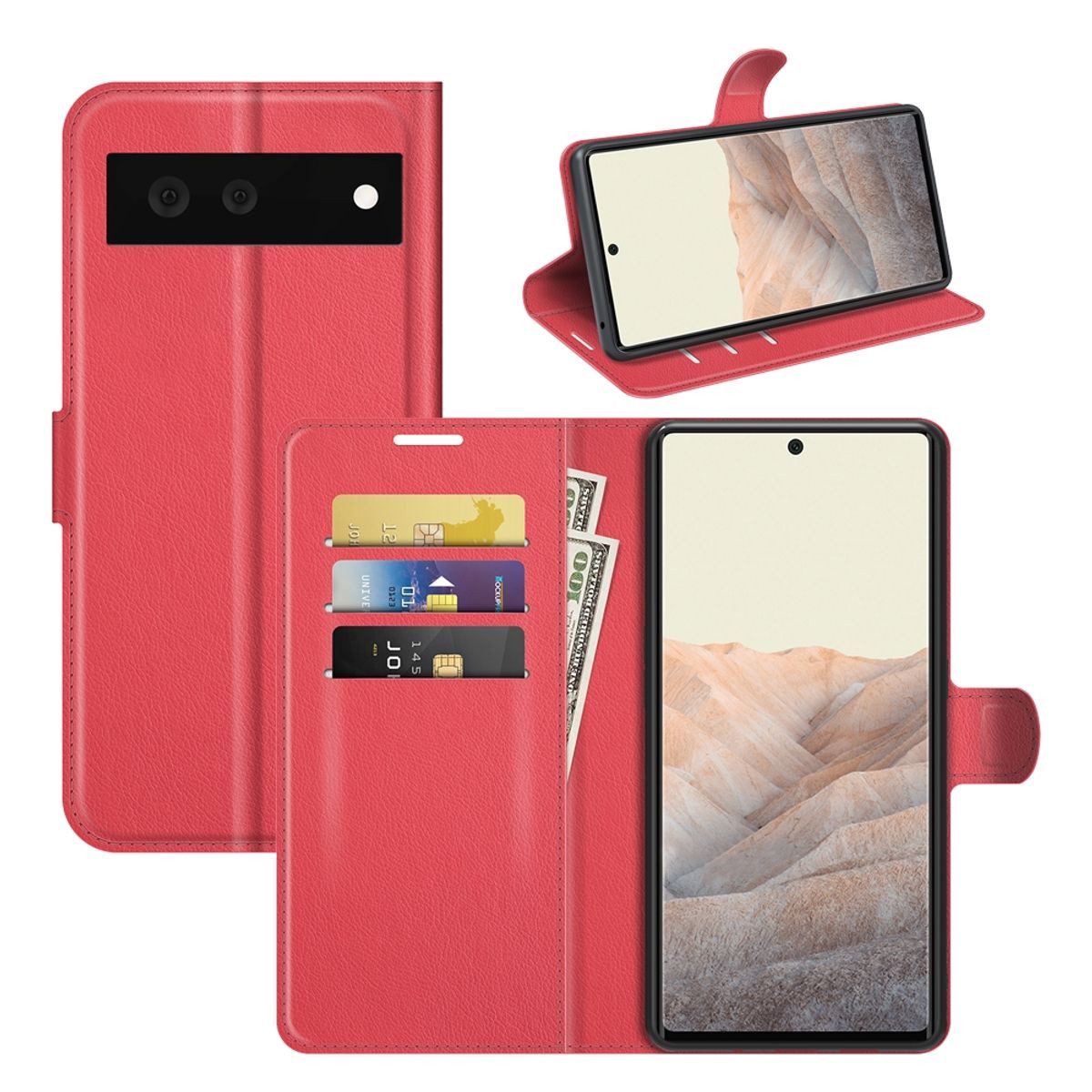 König Design Handyhülle Google Pixel 6, Schutzhülle Schutztasche Case Cover Etuis Wallet Klapptasche Bookstyle