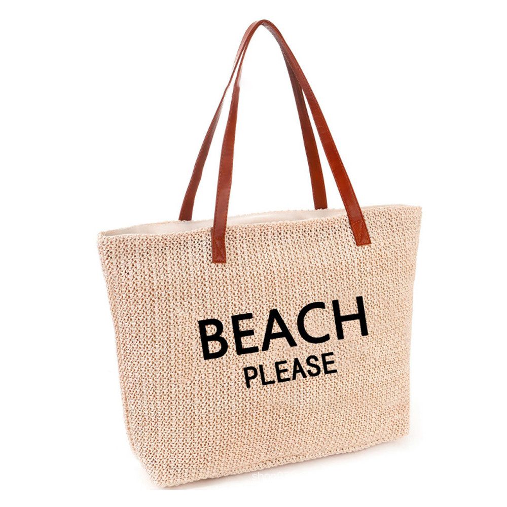 Strandtasche Große Damen Korbtasche Schultertasche Einkaufstasche Stroh Tasche
