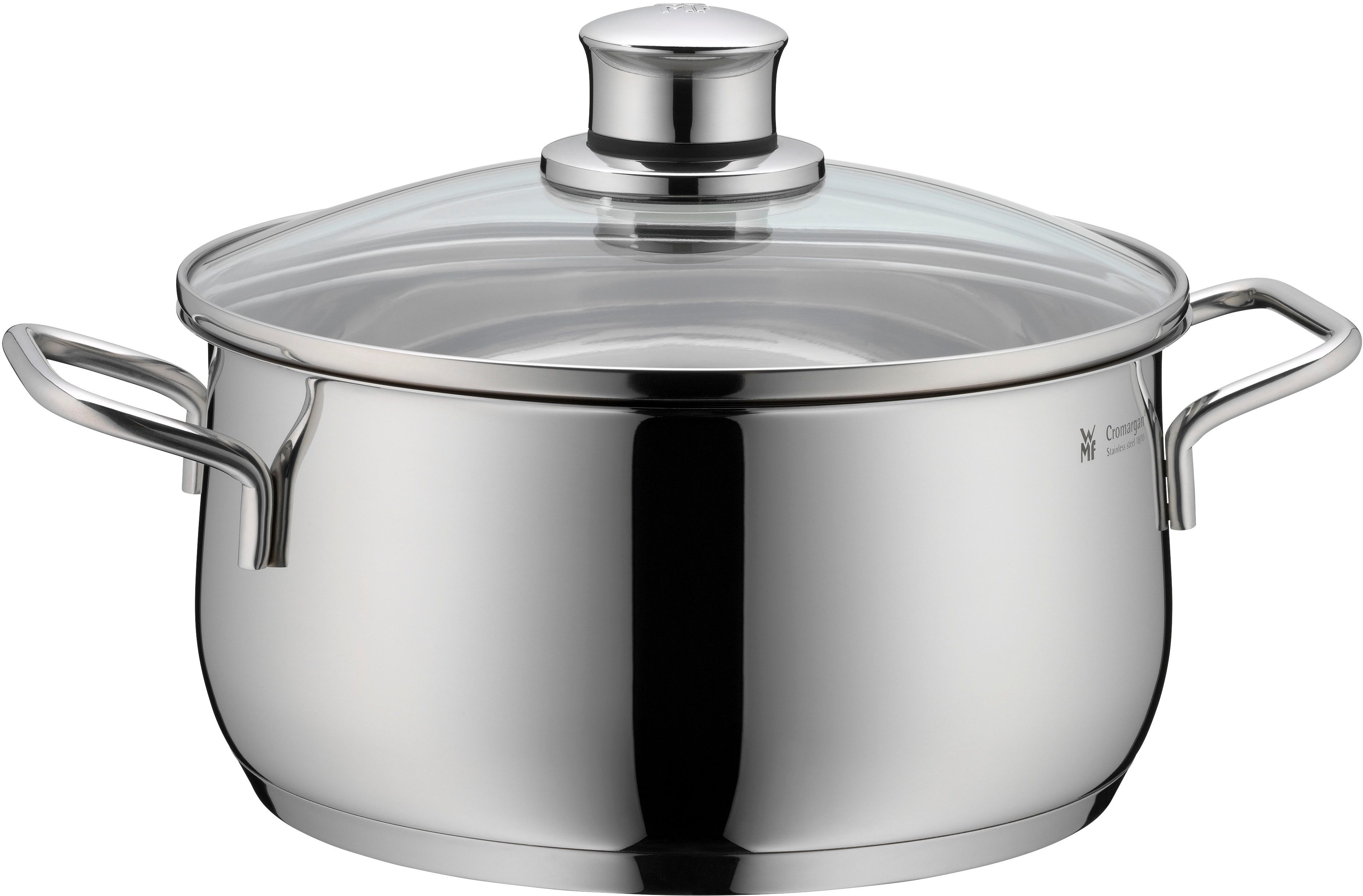WMF Bratentopf Diadem Plus, Cromargan® Edelstahl Rostfrei 18/10 (2-tlg), breiter Schüttrand, außergewöhnliches Design, spülmaschinengeeignet