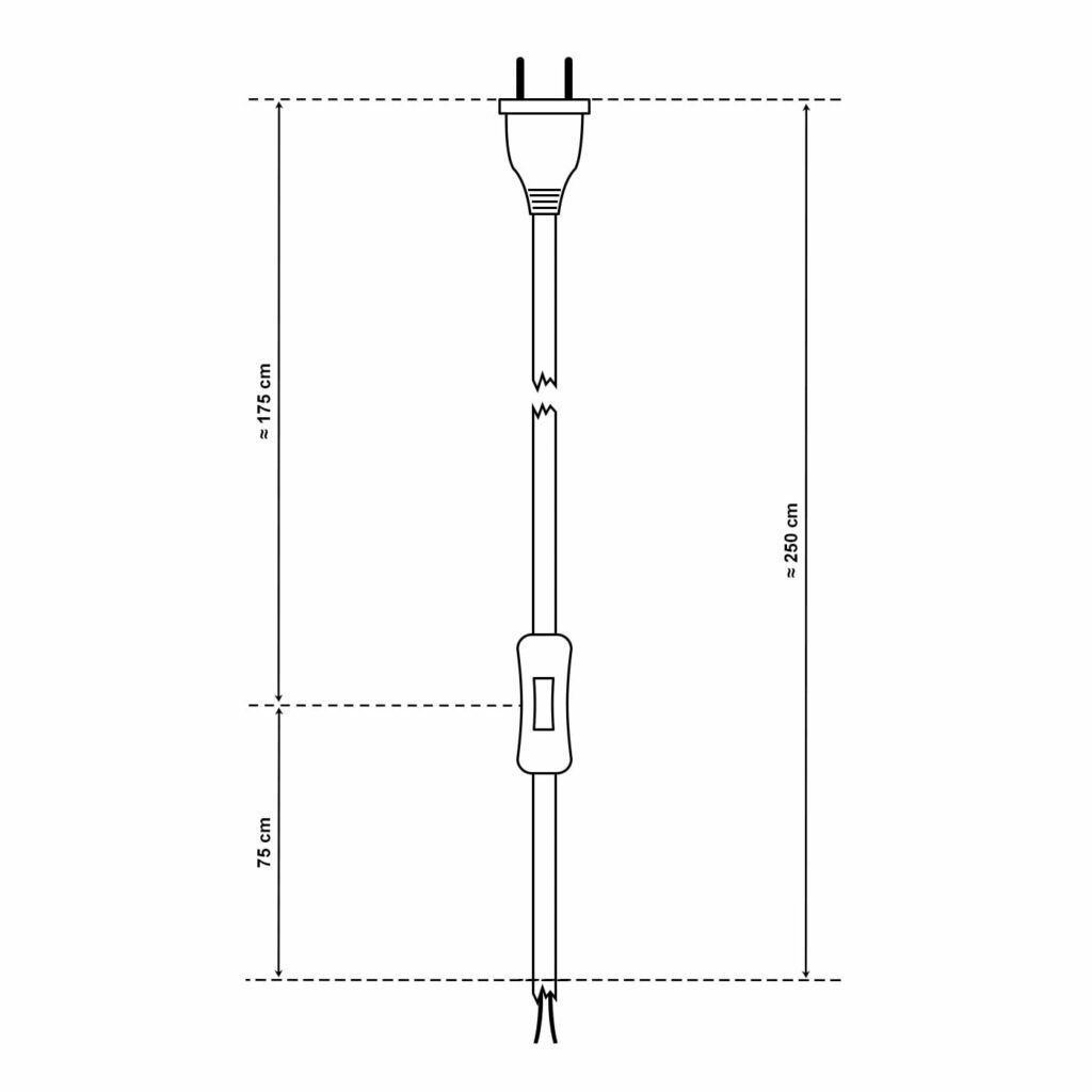 Schalter, 250cm, Textilkabel-Zuleitung Lightstock offenes Euro-Stecker und 2x0,75mm², mit ohne Leuchtmittel Tischleuchte Kabelende,