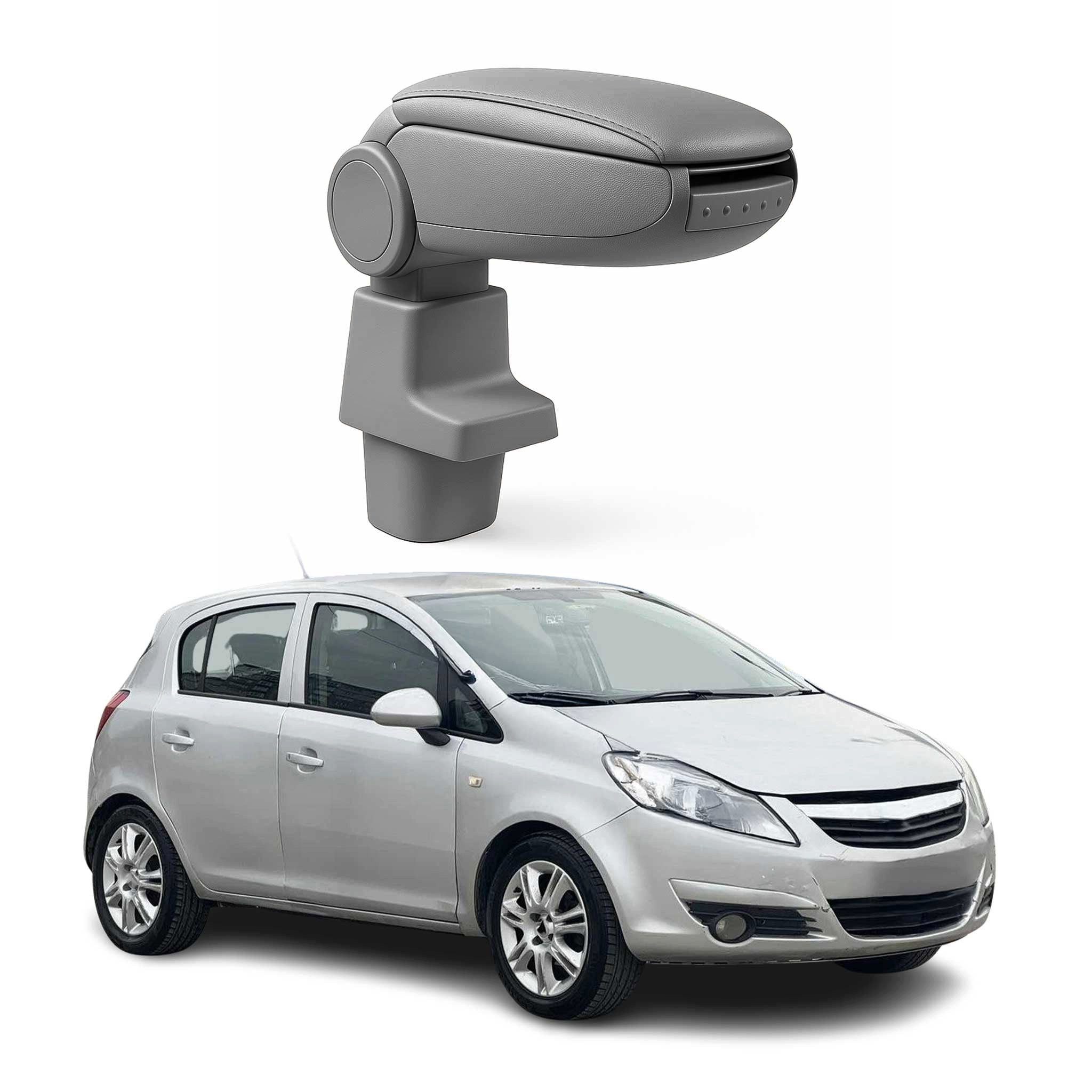 OMAC Armlehne Mittelarmlehne für Opel Corsa D 2006-2014 PU-Leder Grau, Langlebig,Multifunktional,Einfache Installation