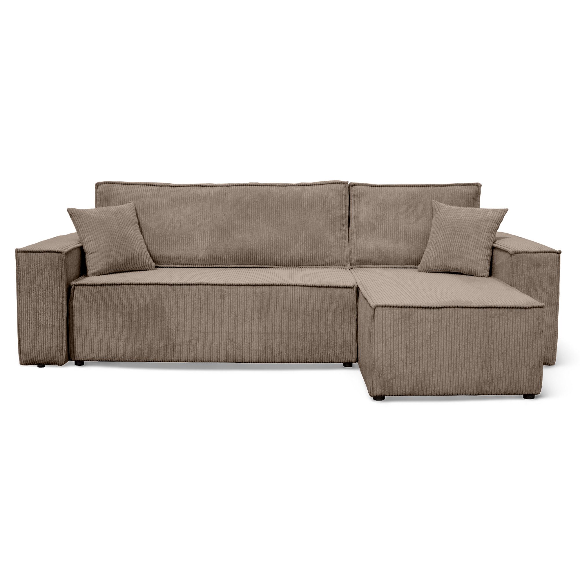 M-Punkt24 Ecksofa COMO, mit Bett Sofa Schlafsofa Ottomane rechts links universell, Cord Schwarz