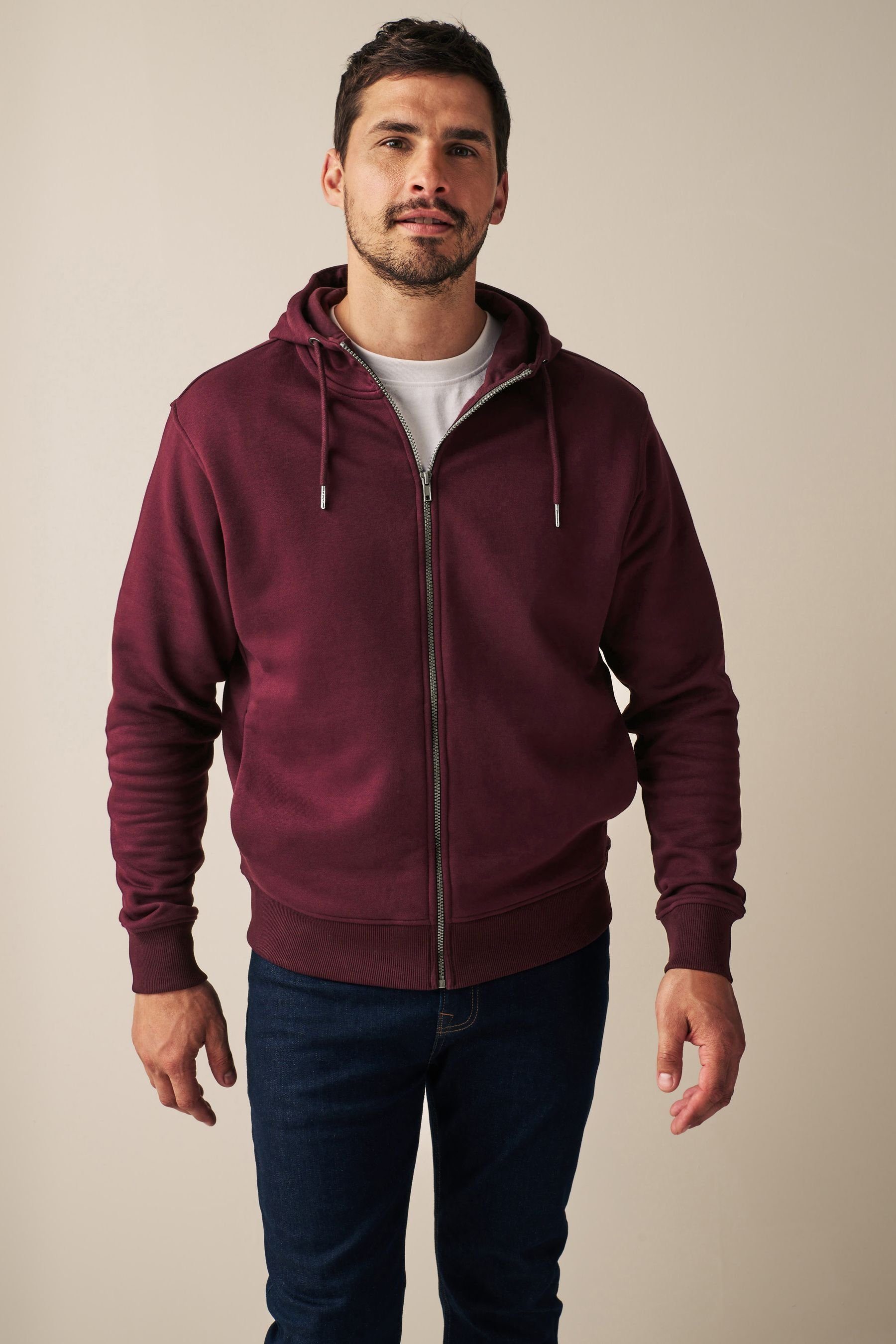 Red (1-tlg) Kapuzensweatjacke Next Kapuzenjacke Burgundy