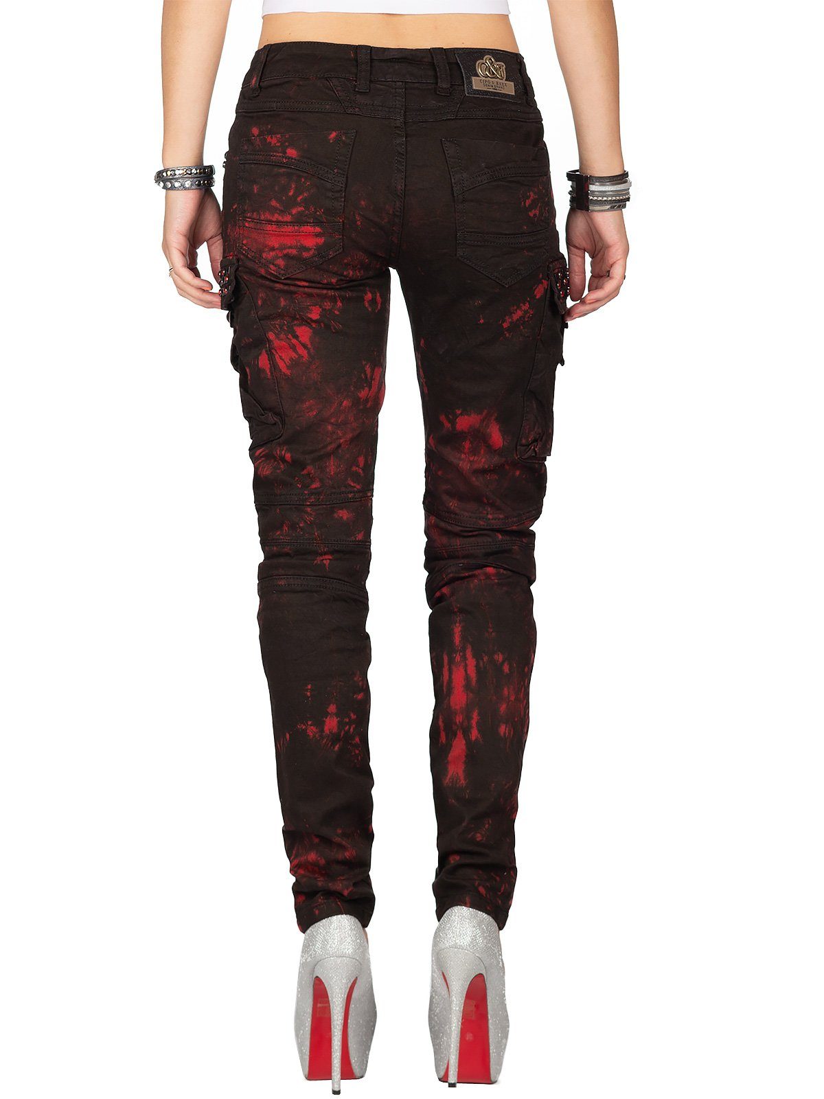 Cipo & Baxx Bikerjeans Hose BA-WD385 Besonderes Design mit Nieten und Auffälligen Verzierungen