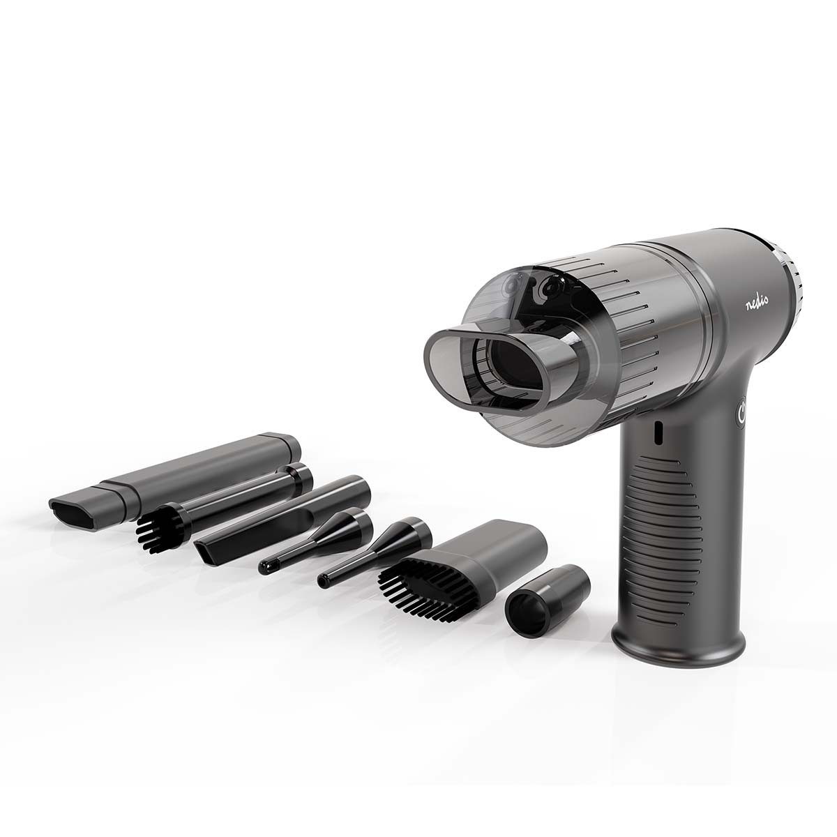 Nedis Akku-Handstaubsauger VCHHR100BK, Handstaubsauger mit Gebläse, Akkubetrieb, inkl. 7 Düsen