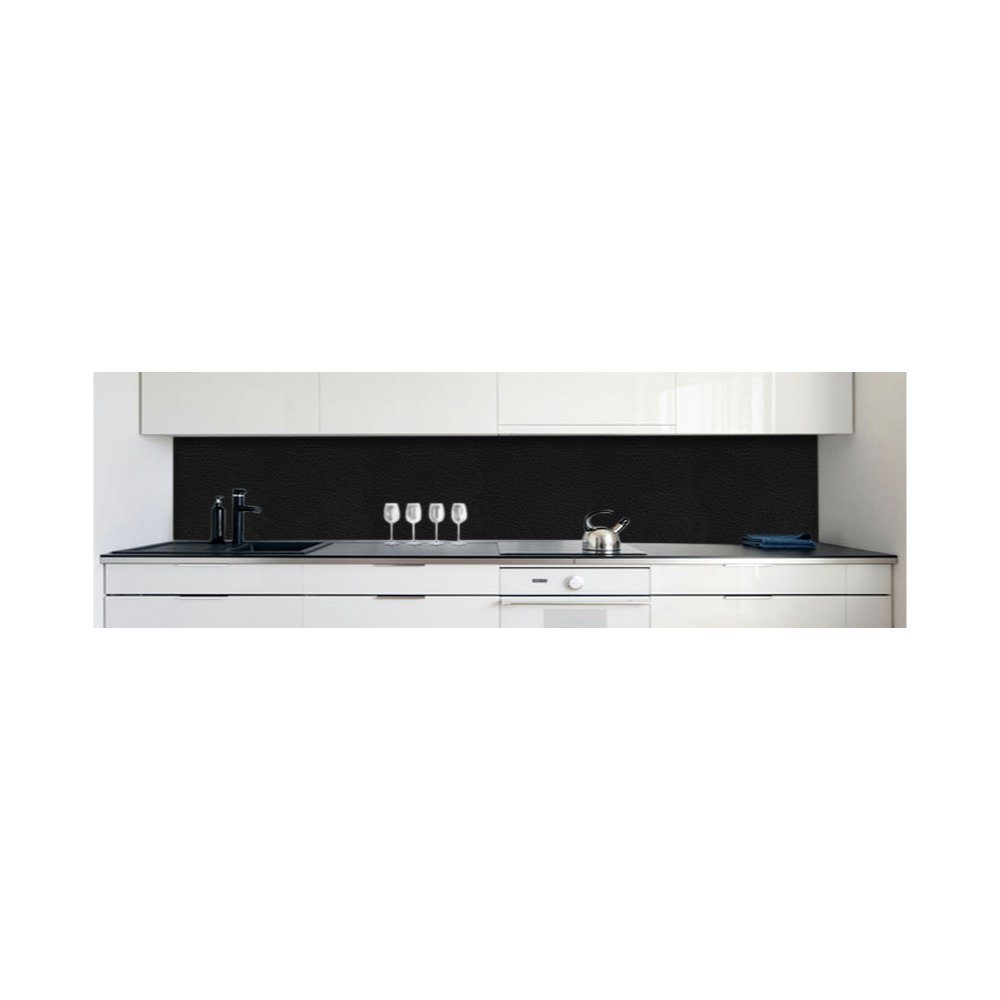 DRUCK-EXPERT Küchenrückwand selbstklebend Schwarz Hart-PVC Leder Küchenrückwand 0,4 Premium mm
