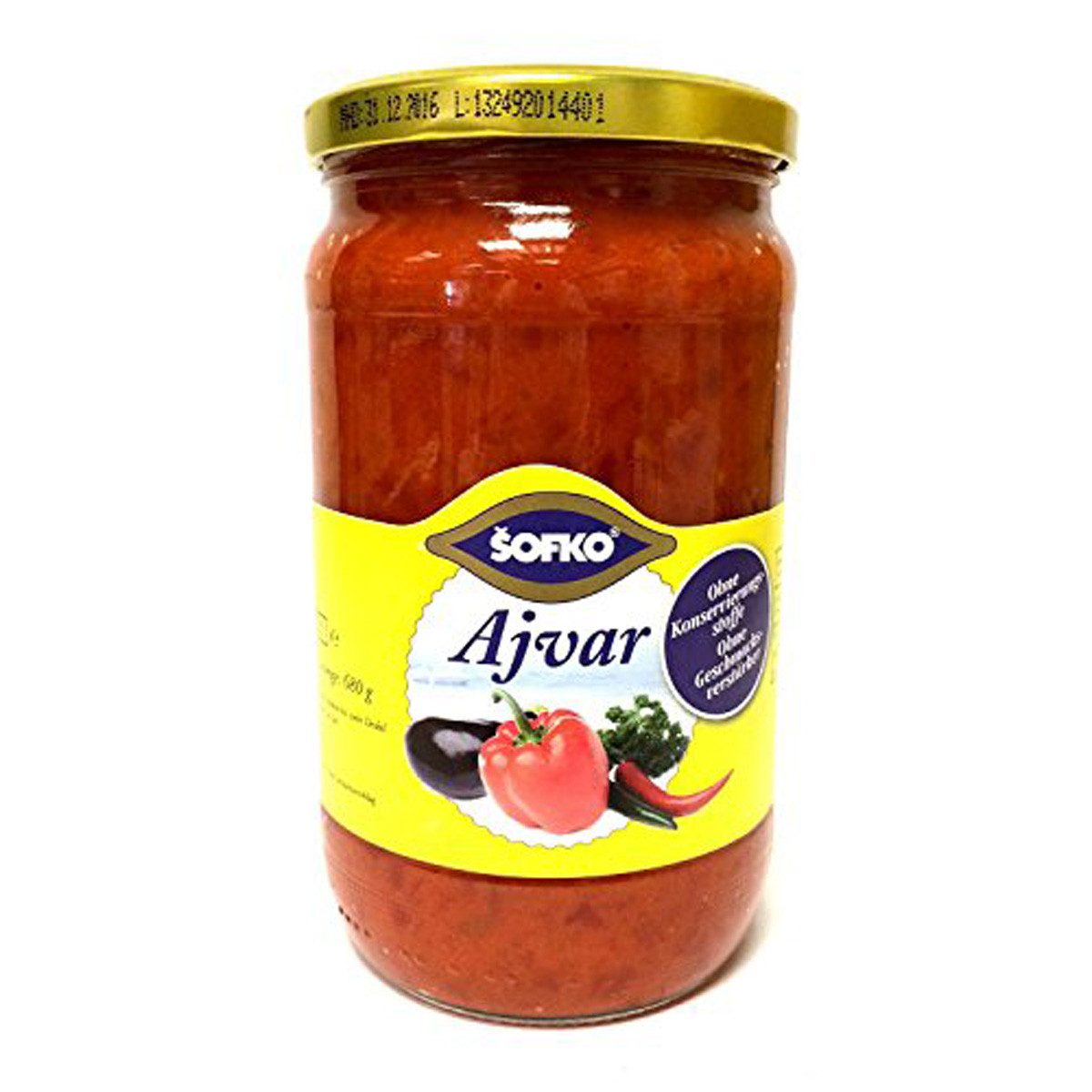 SOFKO Saucen, Sofko Ajvar Paprika und Aubergine Gemüsezubereitung 680g 4er Pack
