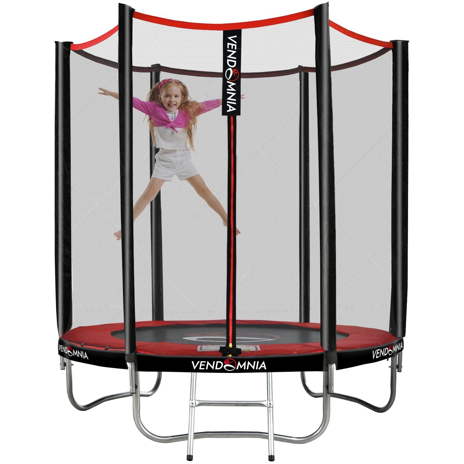 VENDOMNIA Fitnesstrampolin (Outdoor 180 Indoor Farbwahl und Rot Randabdeckung, Gartentrampolin Leiter, Gartentrampoline mit Fitness mit Sicherheitsnetz, cm, Trampoline), Zubehör