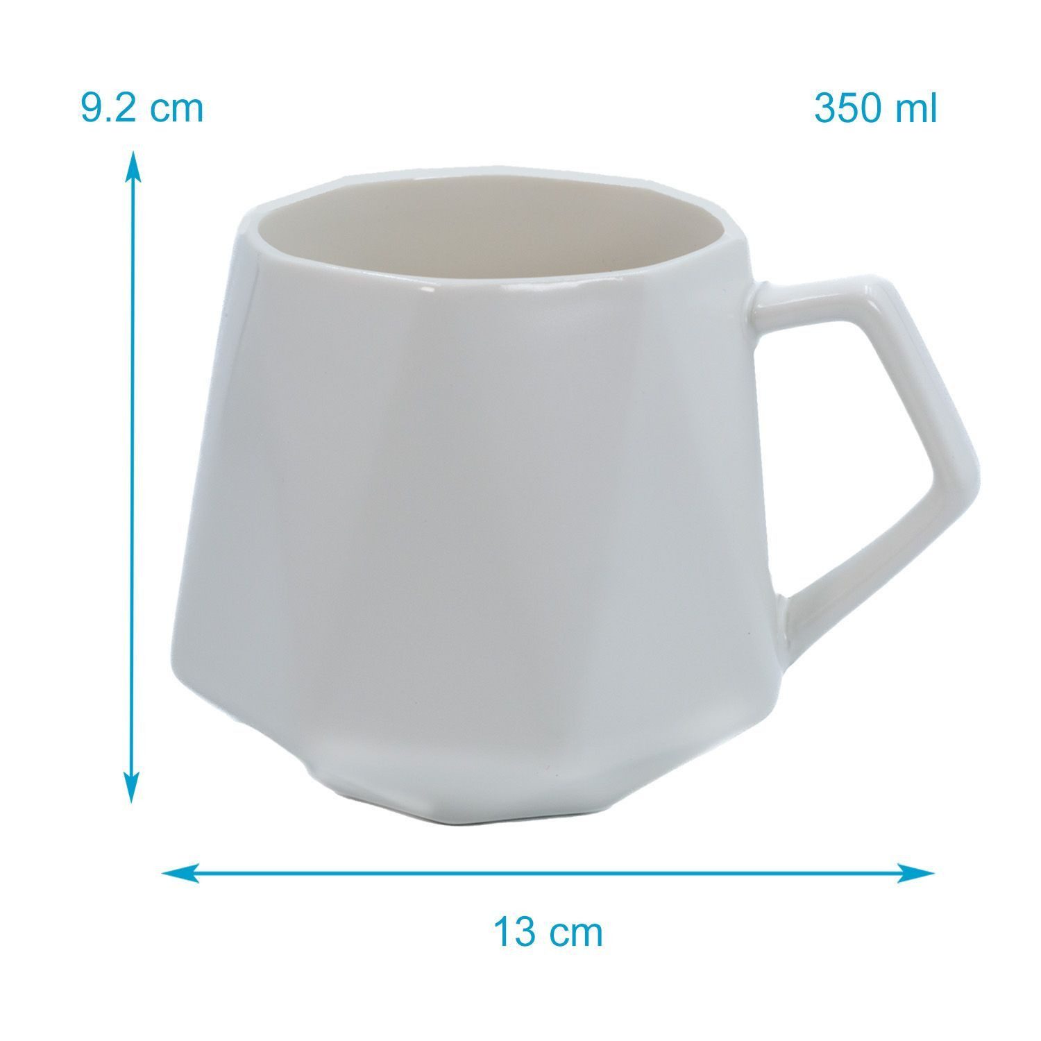 Intirilife Tasse, 4-tlg., Keramik, Kaffee Tee Tasse in Feinschliff Optik 350 ml - 13 x 10.5 x 9.2 cm