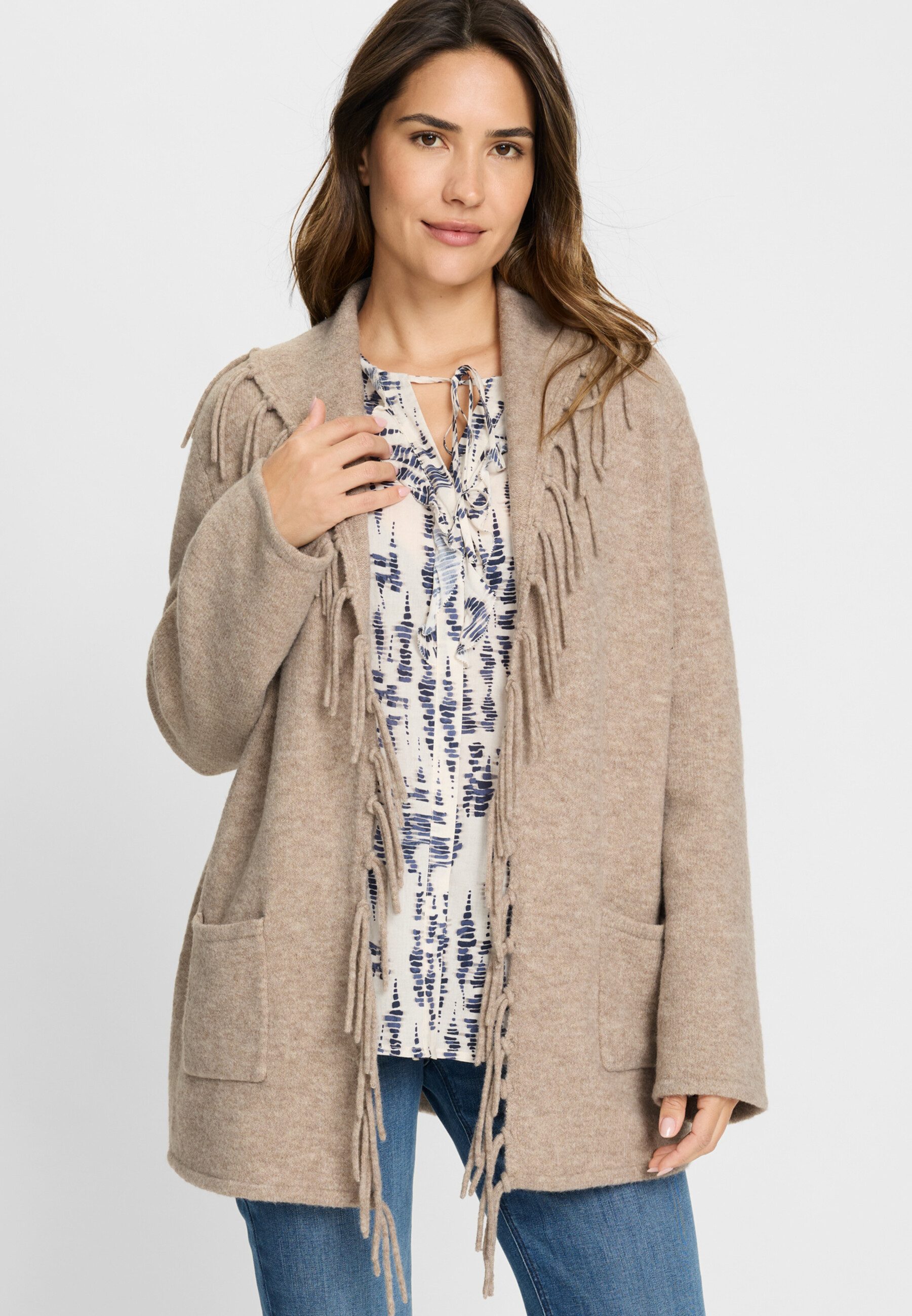 Olsen Cardigan Cardigan mit Fransen