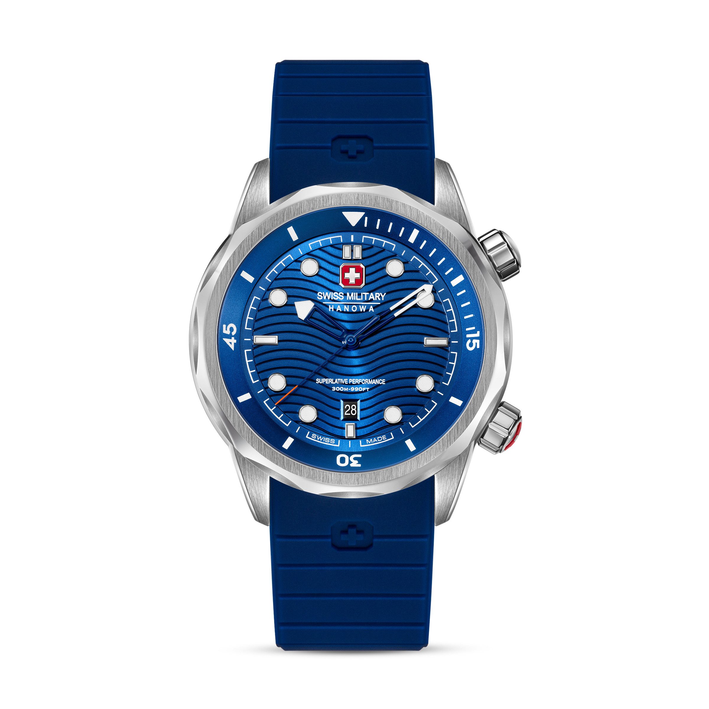 Swiss Military Hanowa Quarzuhr Breakwater SMWGN0006401, Armbanduhr, Herrenuhr, Swiss Made, Silikonarmband, analog, Tag