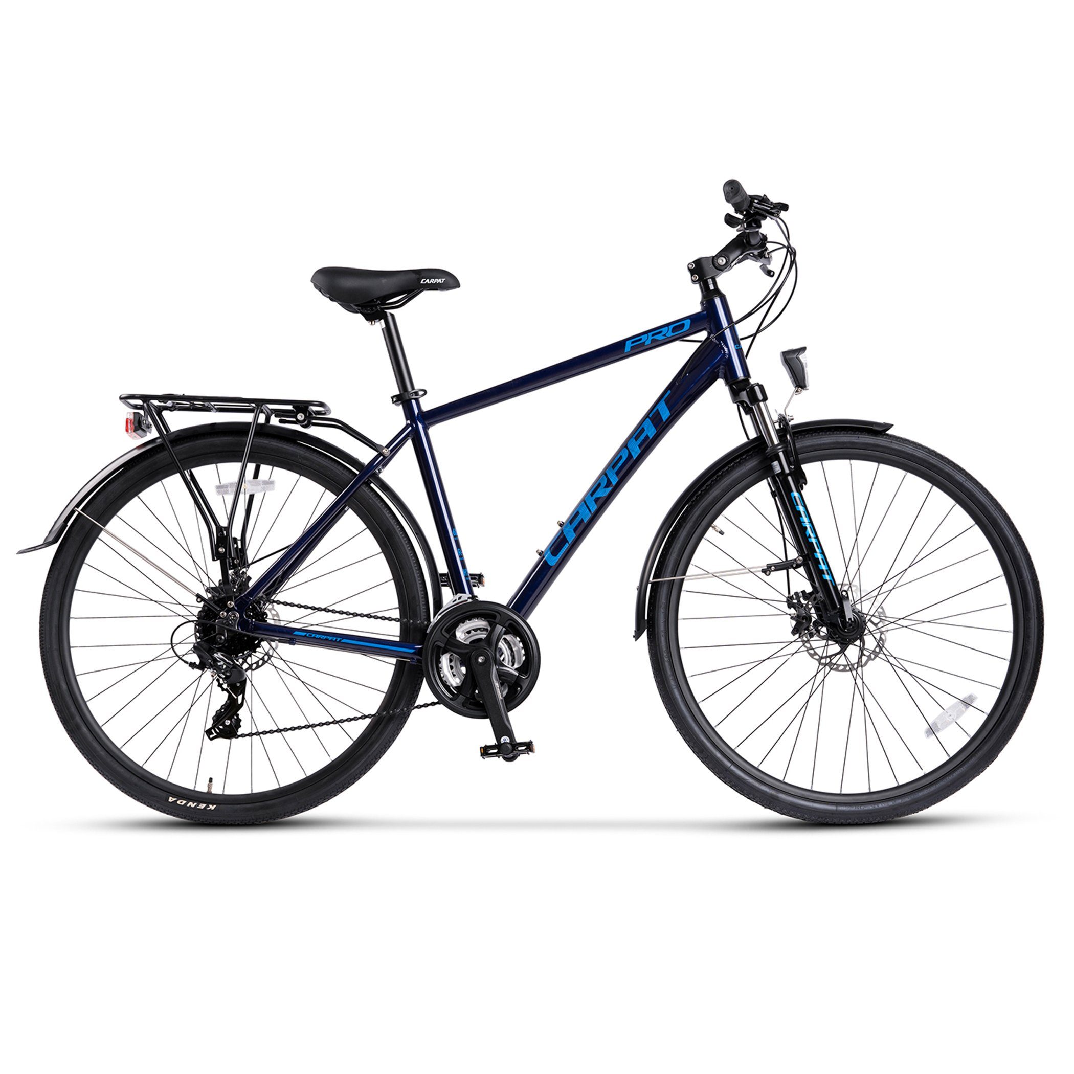 CARPAT SPORT Trekkingrad 28 Zoll Trekking Bike für Damen Herren, 24 Gang Shimano Tourney Schaltwerk, Kettenschaltung, (Aluminium Rahmen, Mechanische Scheibenbremse), Rennrad, Mountainbike, City Commuter Citybike Fahrrad