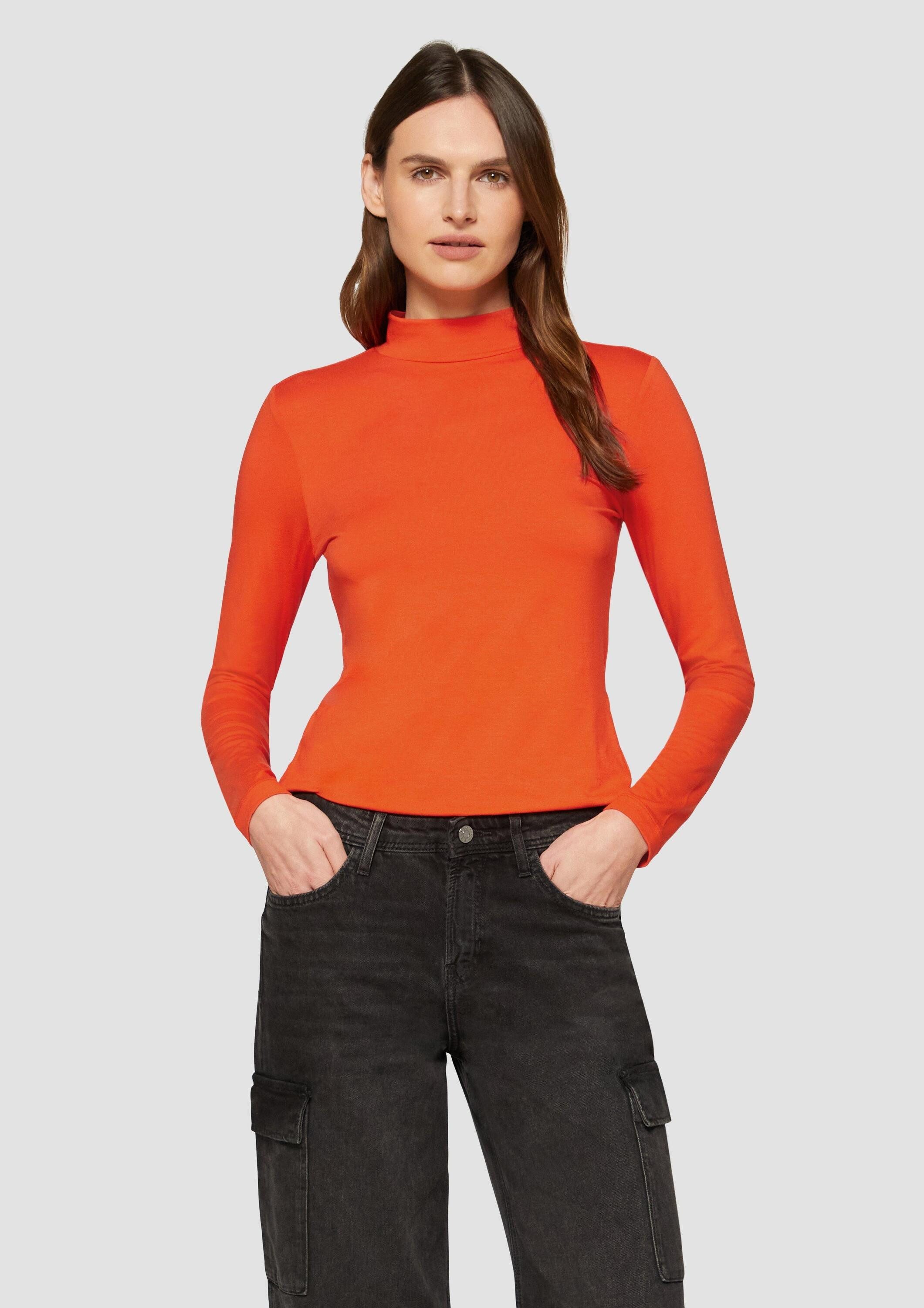 s.Oliver Langarmshirt T-Shirt Schmal geschnittenes Langarmshirt aus Viskose günstig online kaufen
