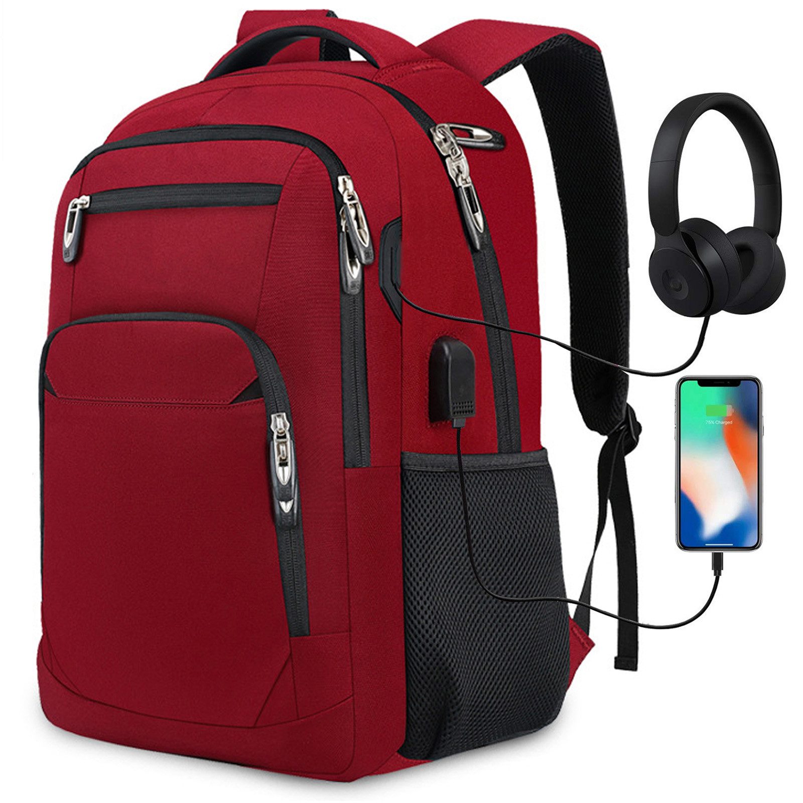OKWISH Laptoprucksack Laptop Rucksäcke Schulrucksack Wasserbeständig Laptoptasche (Uni Tasche Businessrucksack Sportrucksack, Backpack mit Laptopfach, Anti-Diebstahl, mit USB-Anschluss), Herren Damen Jungen Teenager Arbeit Business Freizeit Reisen