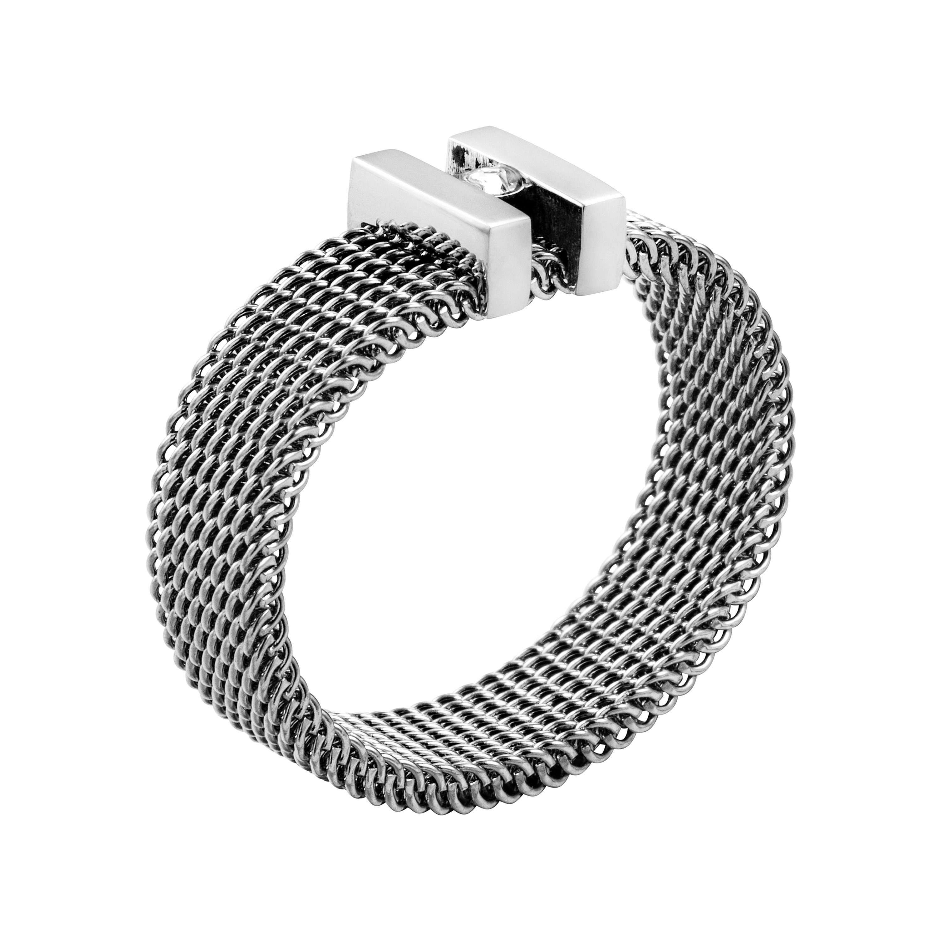 meditoys Fingerring Damen-Edelstahlring · Mesh-Ring (Schwarz/silber) mit Kr günstig online kaufen