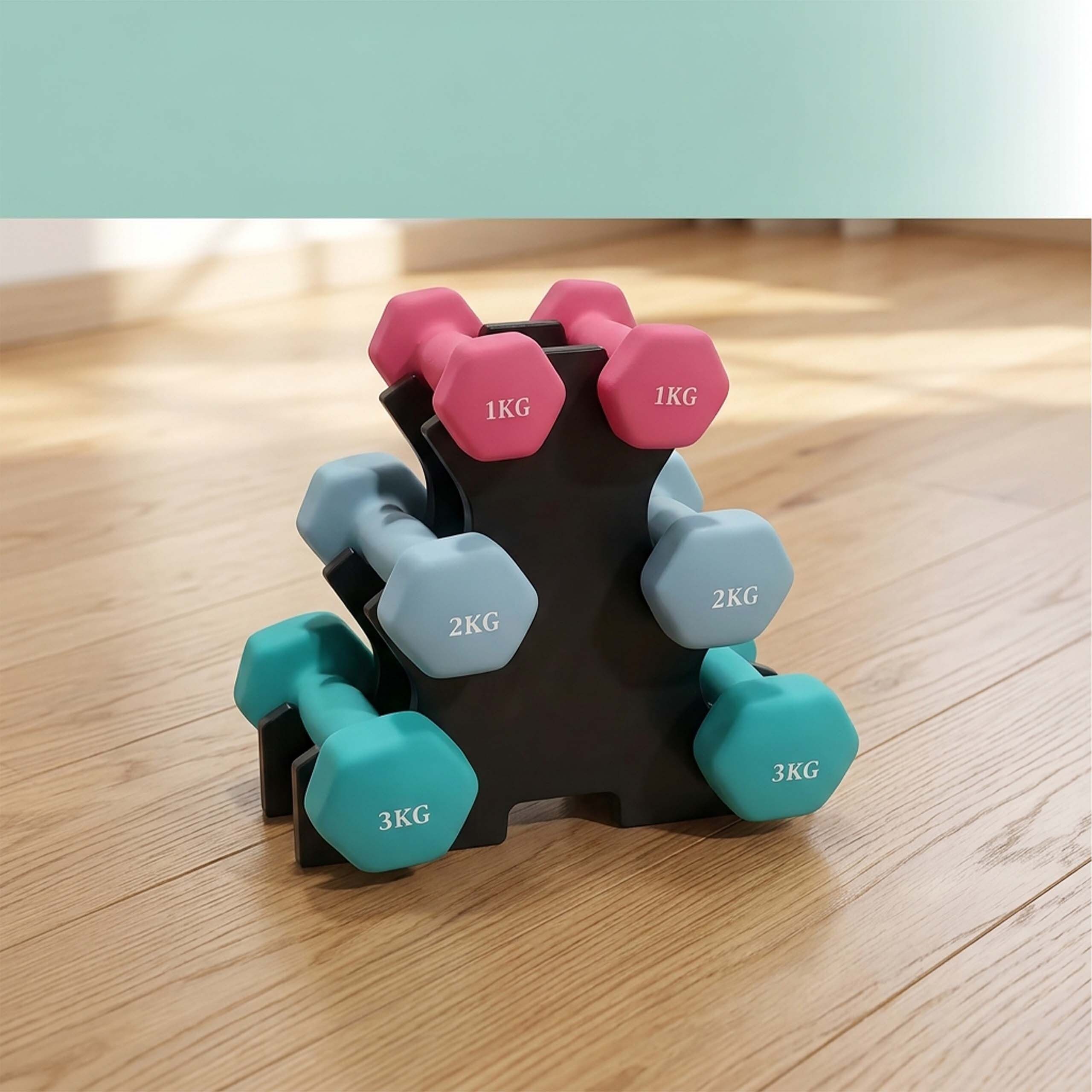 relaxdays Hantel-Set 3 Paar 1–3 kg mit Ständer