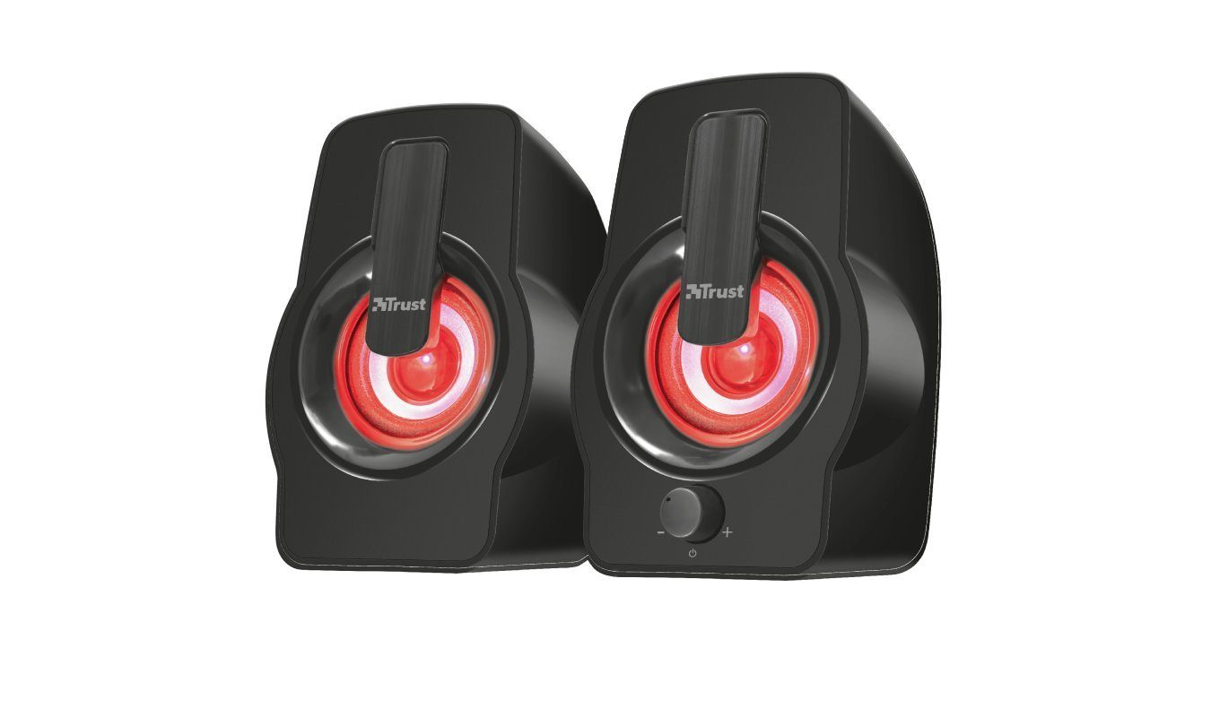 Trust Gemi 2.0 schwarz PC-Lautsprecher (6 W, 2 Lautsprecher, Nur USB-Kabel und 3,5mm-Klinke benötigt, Lautstärkeregelung an der Front, Einfache Installation)