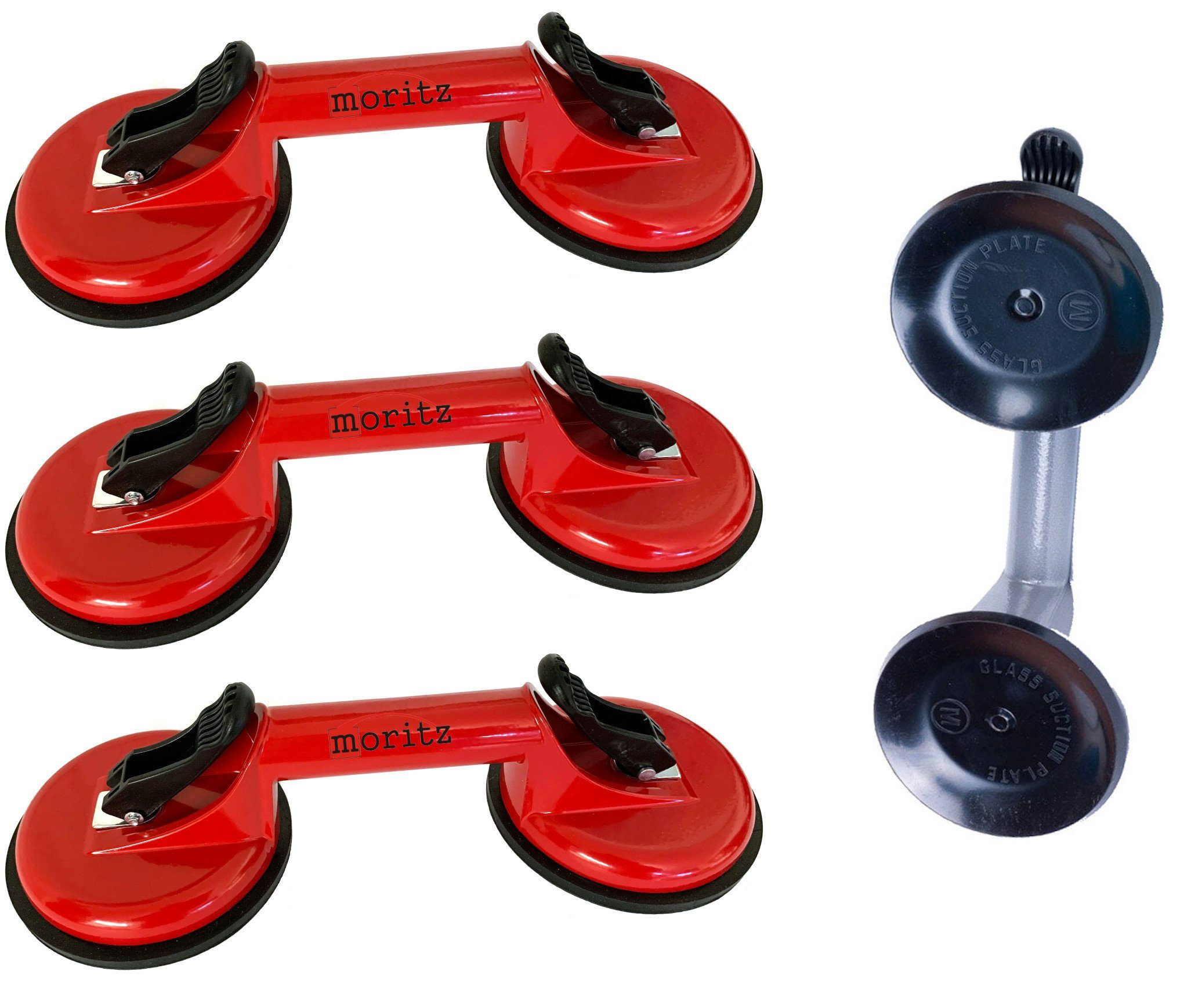 Saugheber mit 2 Saugnäpfen rot