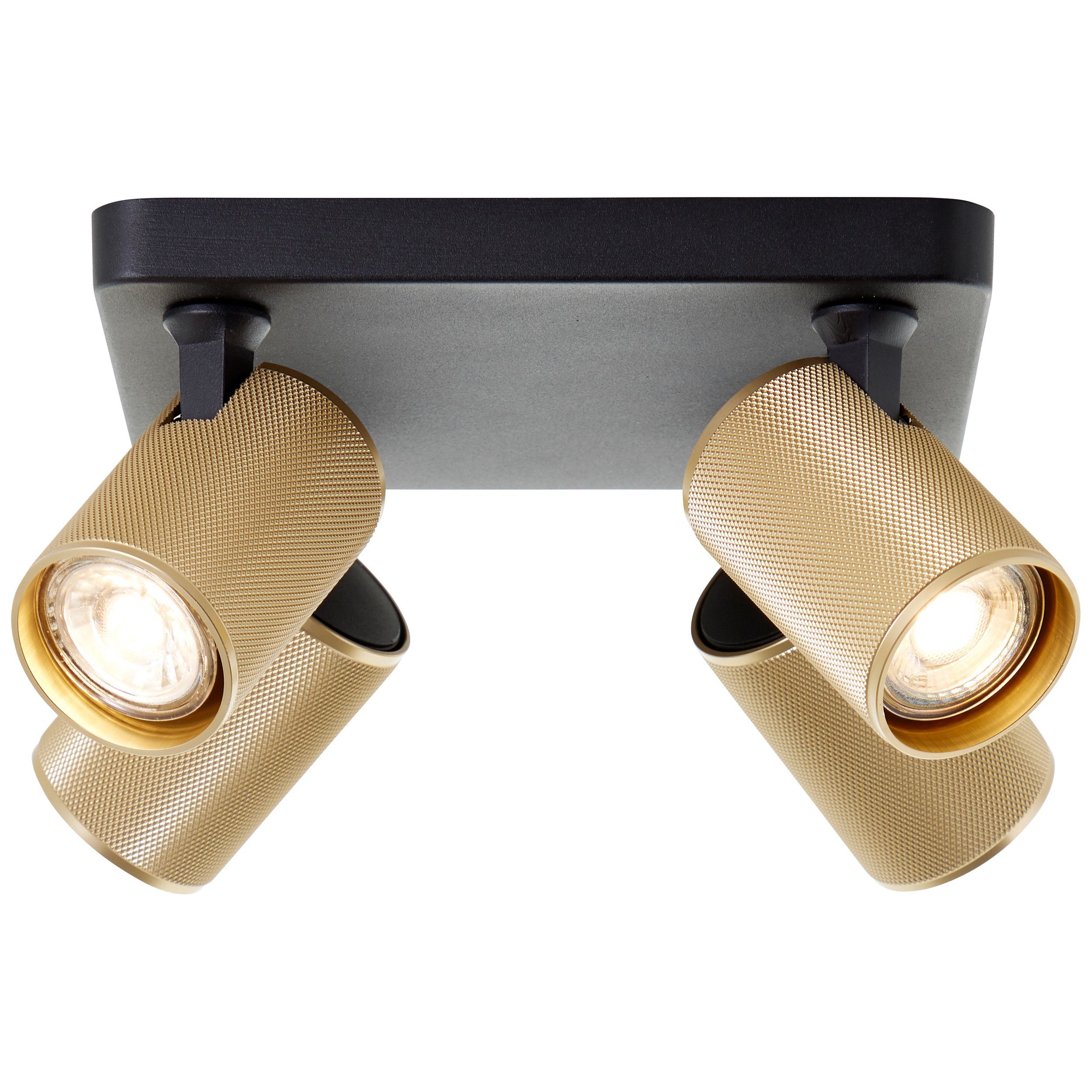 Spotplatte Brilliant x Marty, Deckenstrahler wechselbar, LED GU10, 345lm, 22 Warmweiß, schwenkbar, 22 schwarz/matt gold cm,