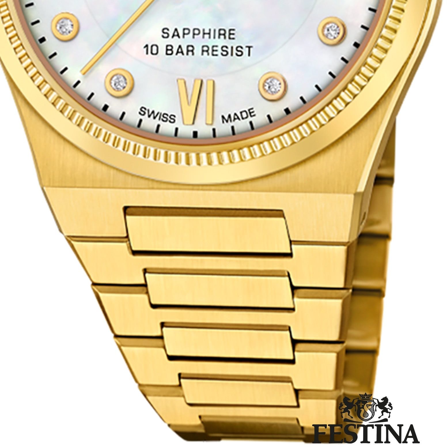 Festina Automatikuhr Festina Damenuhr Edelstahl gold Festina, (Analoguhr), Damen Armbanduhr rund, Edelstahlarmband gold, Elegant