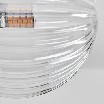 hofstein Deckenleuchte Deckenlampe aus Metall/Riffelglas in Schwarz/Klar, ohne Leuchtmittel, Leuchte mit Schirmen aus Glas (12 cm), 8 x G9, ohne Leuchtmittel