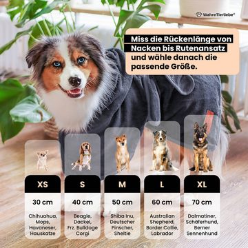 Wahre Tierliebe Hundebademantel Premium Hunde Bademantel, kuschelig, saugstark und waschbar, In verschiedenen Größen und Farben erhältlich