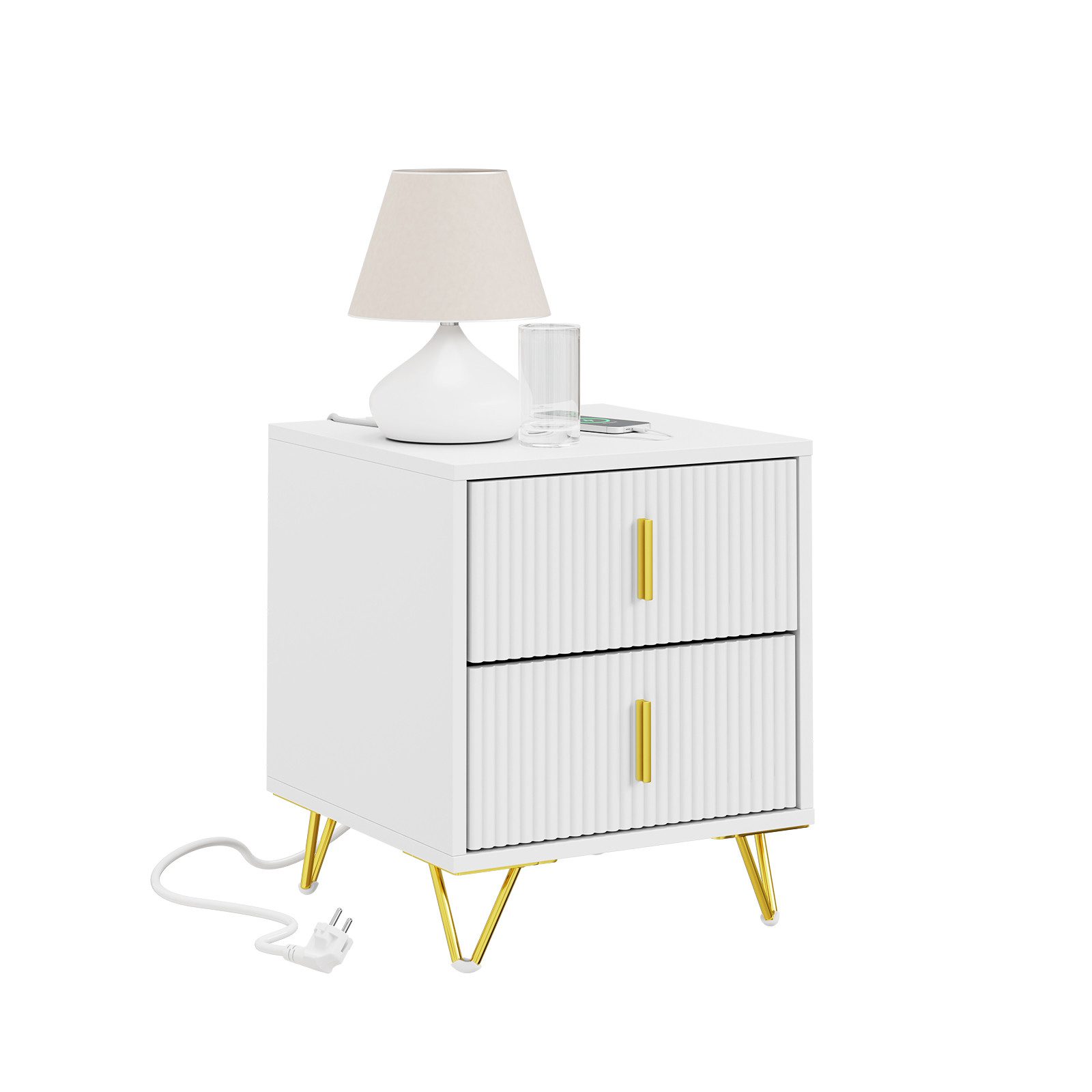 SoBuy Nachttisch FBT115, Sofatisch Couchtisch Wohnzimmertisch, (1-St), Nachtschrank mit 2 Schubladen, Beistelltisch, Nachtkommode