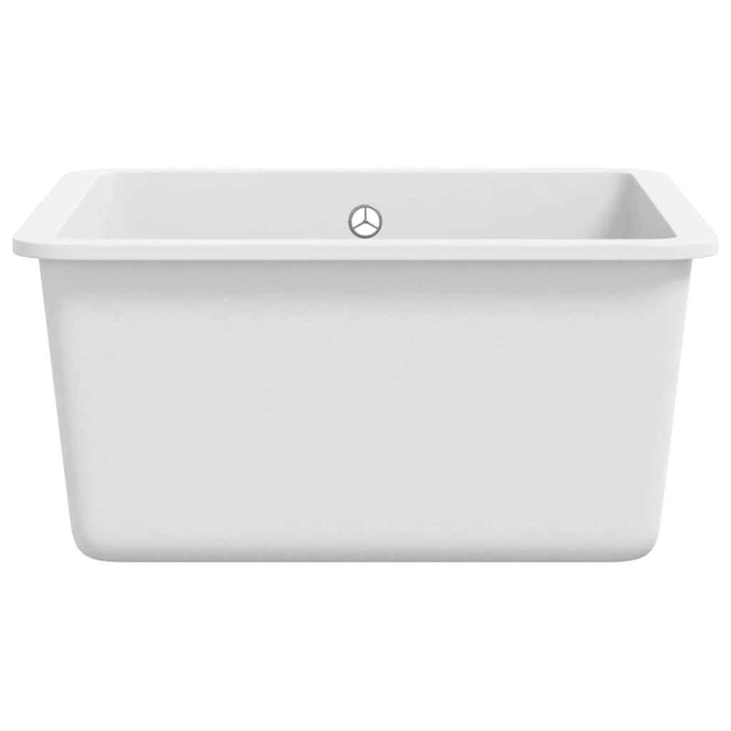 vidaXL Granitspüle Granitspüle Einzelbecken Weiß, 46/42 cm