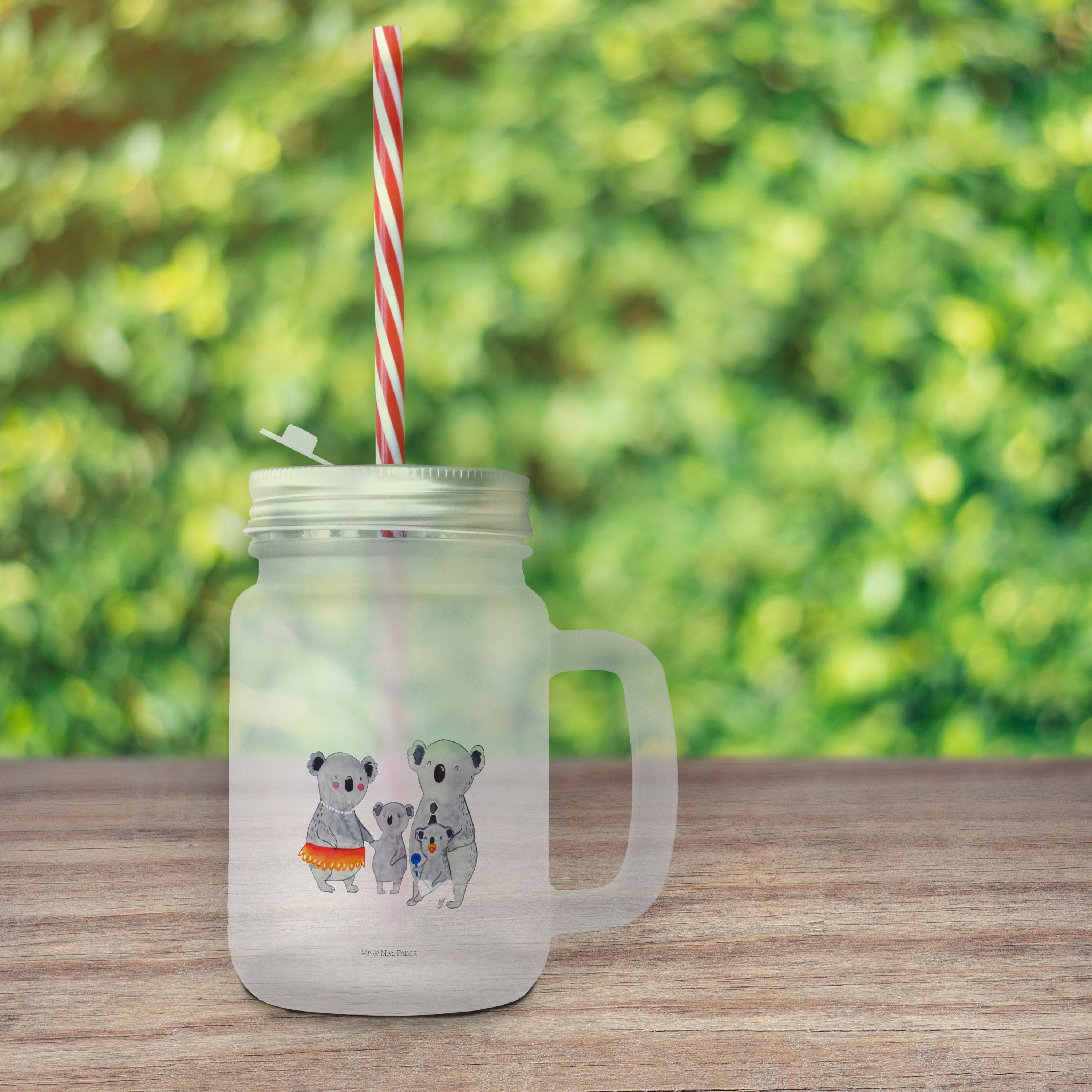 Mama, Koala Panda Geschwister, Geschenk, - Premium & Glas Sommerglas, Familie Mr. Glas Transparent - Mrs.