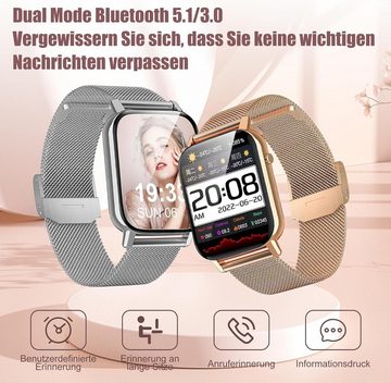 JUNG Tisoutec Smartwatch Damen & Herren Fitnessuhr, inkl. 2 Armbänder Smartwatch (4,69 cm/1,85 Zoll) mit Telefon Funktion, 123+ Trainingsmodi, mit Android / iOS, Smarte Uhr für Sport, Smart Uhr Herren, Fitnesstracker, Wasserdicht, Schrittzähler Uhr, Fitnessuhr, Fitness Tracker, Sportuhr, Sportuhren Damen Herren Sport