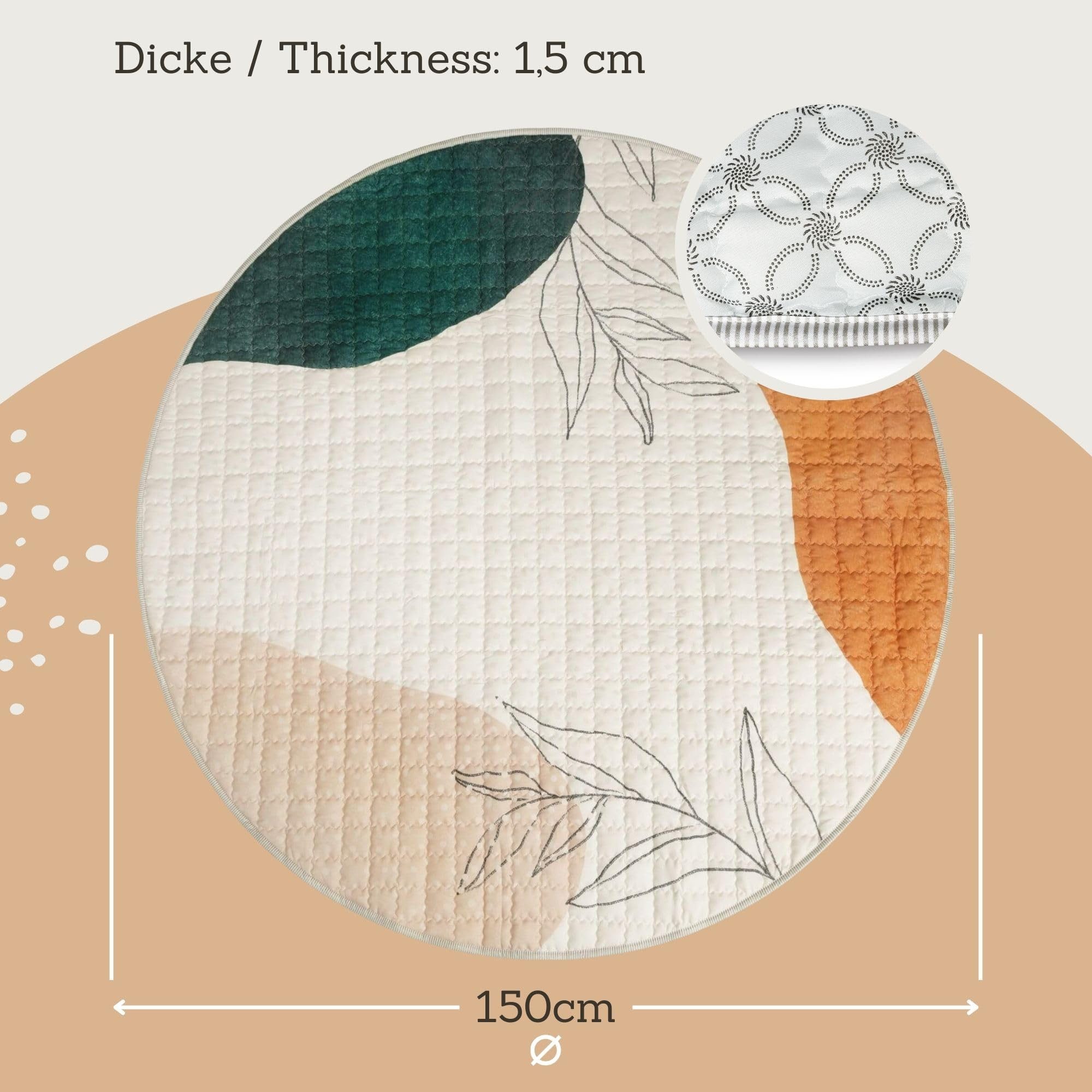 Krabbeldecke Gesteppte Baby 150cm – extra dicke 1,5cm weiche, Hakuna Matte, günstig online kaufen