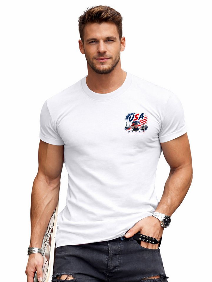 RMK T-Shirt Herren Shirt Rundhals Basic Fußball USA 100% Baumwolle