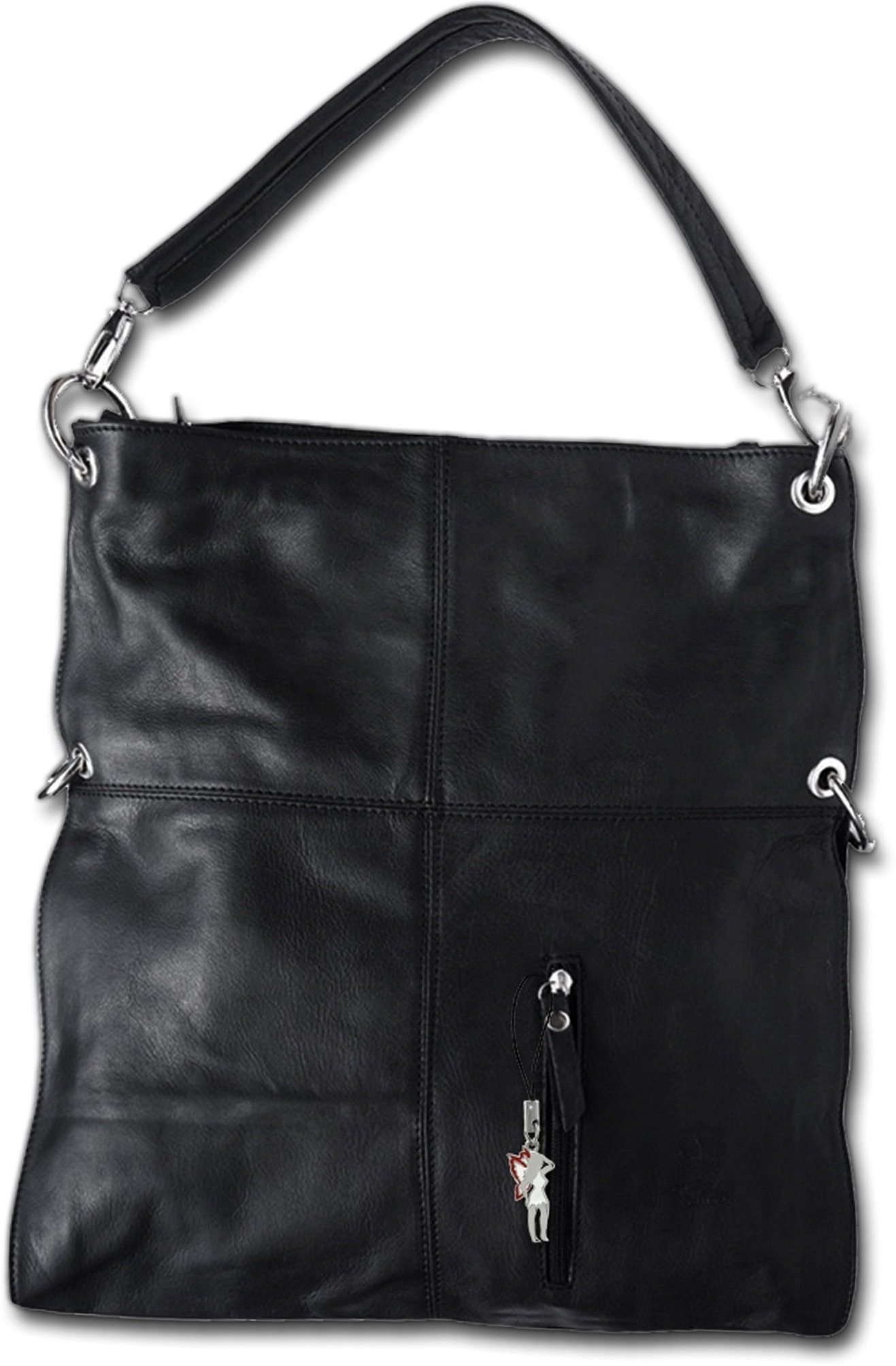 FLORENCE Schultertasche D2OTF102X Florence Hobo Bag Echtleder Damentasche (Beuteltasche, Beuteltasche), Damen Tasche Echtleder schwarz, Made-In Italy