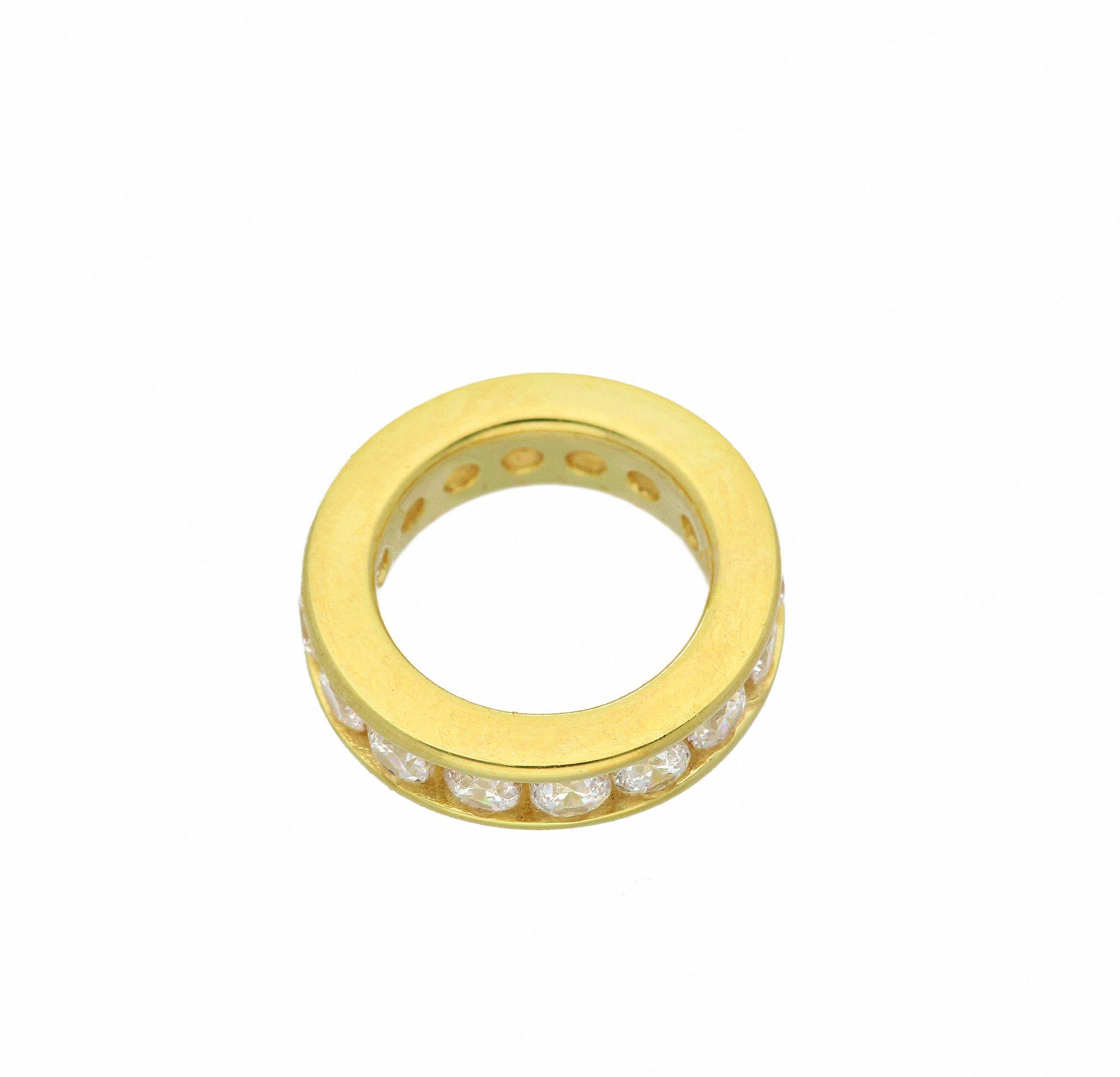 Adelia´s Kette mit Anhänger Damen 333 Gold Anhänger Taufring mit Zirkonia Ø 12,4 mm, Schmuckset - Set mit Halskette