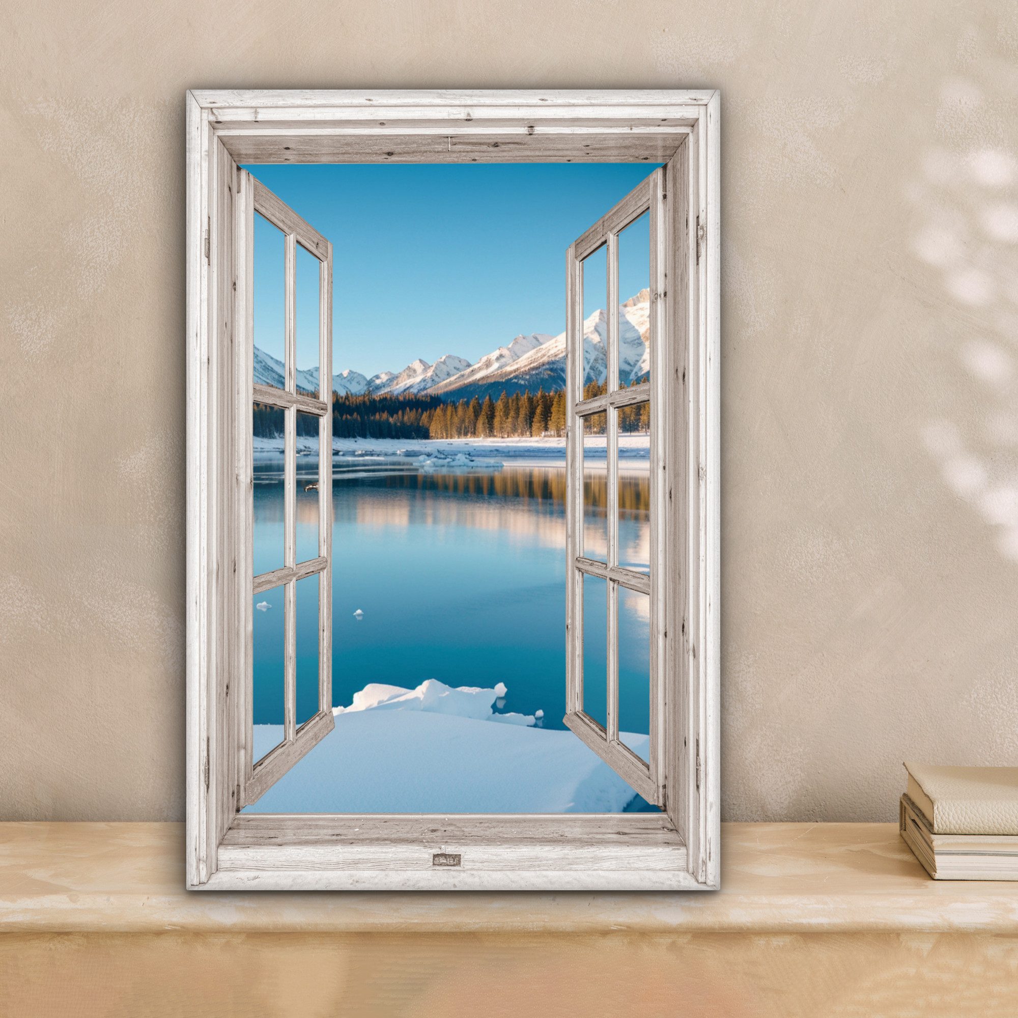 OneMillionCanvasses® Leinwandbild Landschaft - Winter - See - Berg - Aussic günstig online kaufen