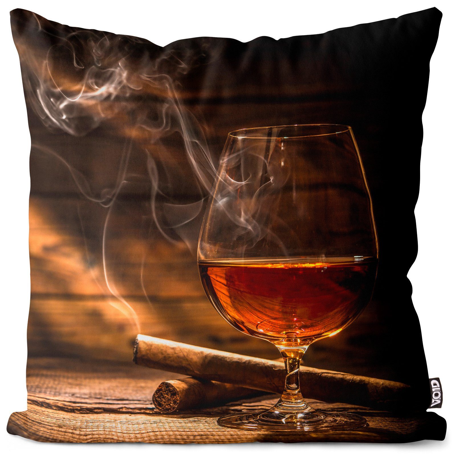 Edel Rauchen Trinken Zigarre Getränke Whiskey Sofa-Kissen (1 Havanna Rustikal Restaurant Glas Holz Tabak Stück), Dekoration Holz VOID Küche Schottland Kissenbezug,
