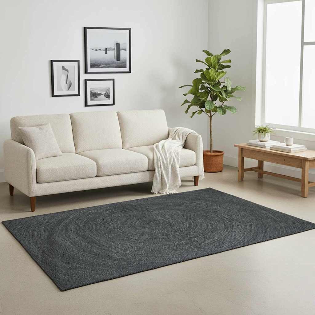 vidaXL Teppich Bereichsteppiche Dunkelgrau 240 x 340 cm Jute