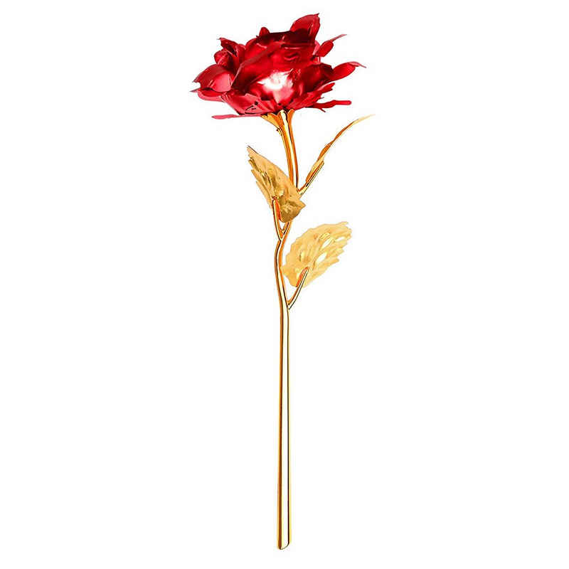 Kunstblume Vergoldete Rosen mit Geschenkbox, FeelGlad, Rose 24K Gold