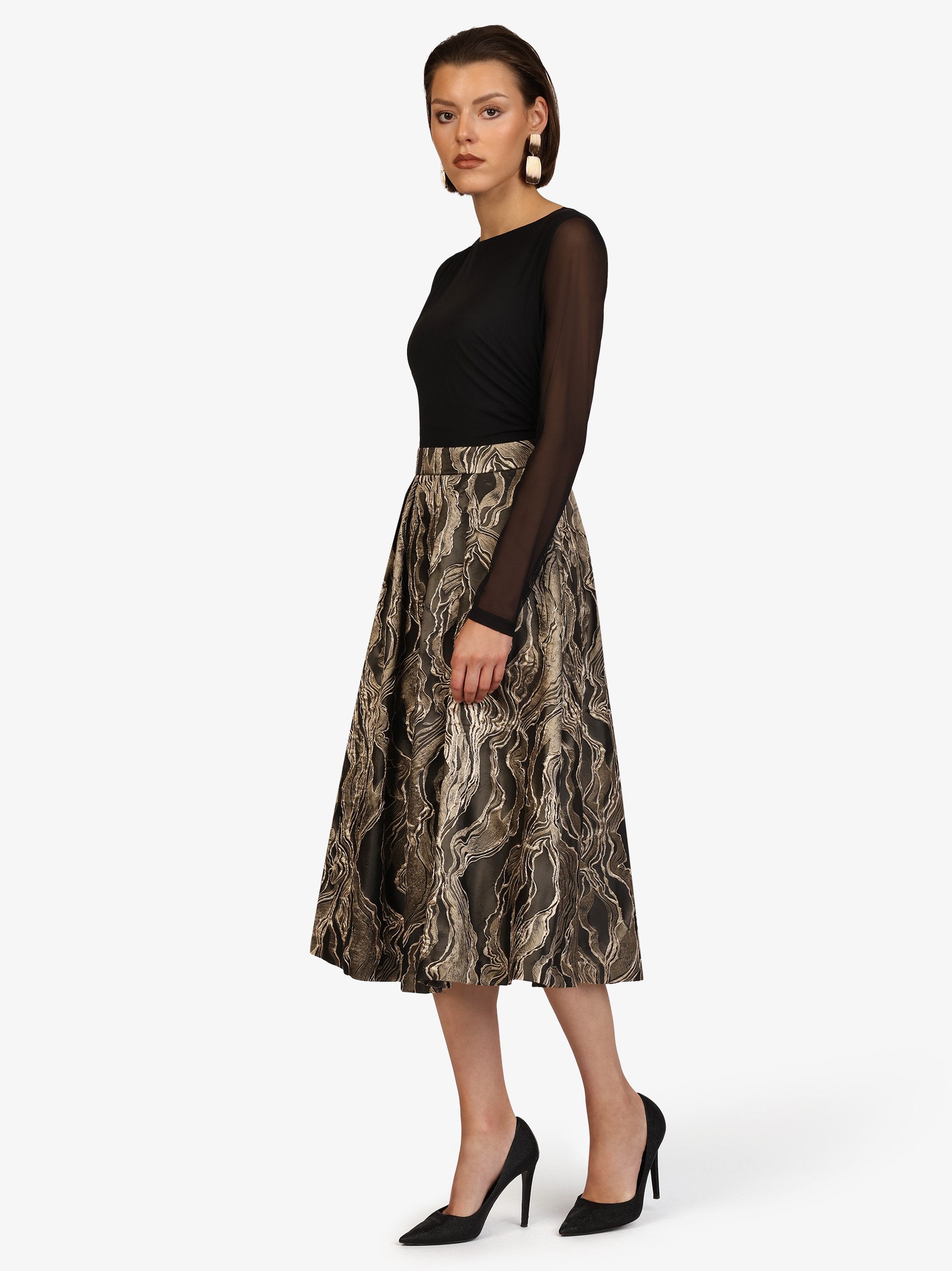 Kraimod Cocktailkleid mit gemustertem A-Linien-Rock – Bild 2 von 5