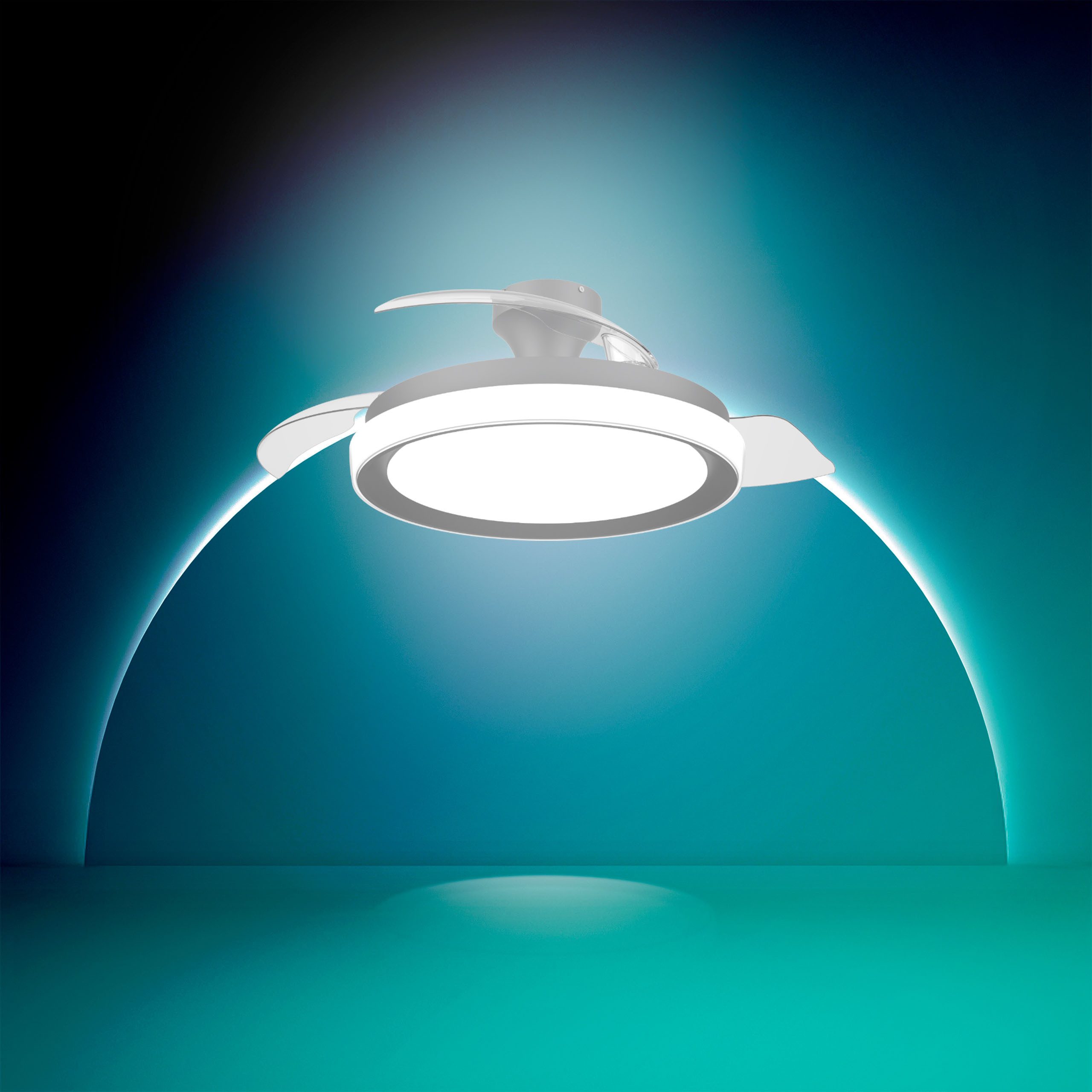 Philips LED Deckenleuchte Bliss 35W DC-Ventilator 28W, einziehbare Rotorblätter, Glitzeroptik, CCT - über Fernbedienung, Dimmer, Dimmfunktion, Ein-/Ausschalter, Farbsteuerung, Fernbedienung, Infrarot inkl., Memoryfunktion, Ventilatorfunktion, dimmbar über Fernbedienung, mehrere Helligkeitsstufen, LED fest integriert, warmweiß - kaltweiß, 2700-6500 Kelvin, dimmbar mit Fernbedienung, 4500 Lumen