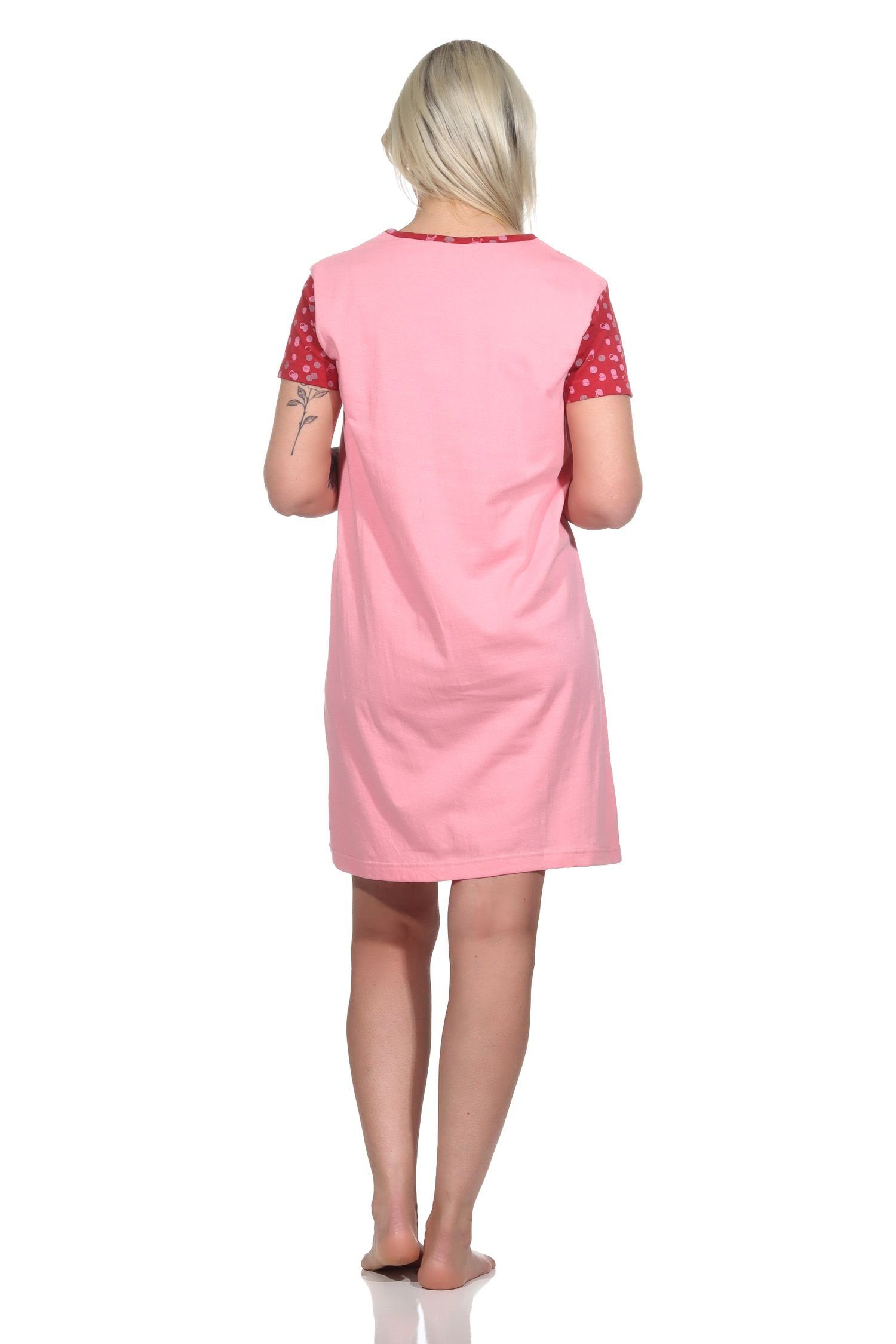 RELAX by Normann Nachthemd Damen Casual - Kurzarm im 10 757 122 Nachthemd Look rosa