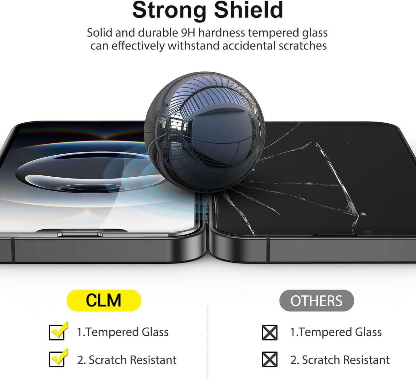 CLM-Tech Displayschutzglas 3x Schutzfolie für iPhone 16e Panzerfolie kristallklar für iPhone 16e, Panzerglas Folie - Anti-Fingerabdruck und kratzfest -, 3 Stück – Bild 3 von 5