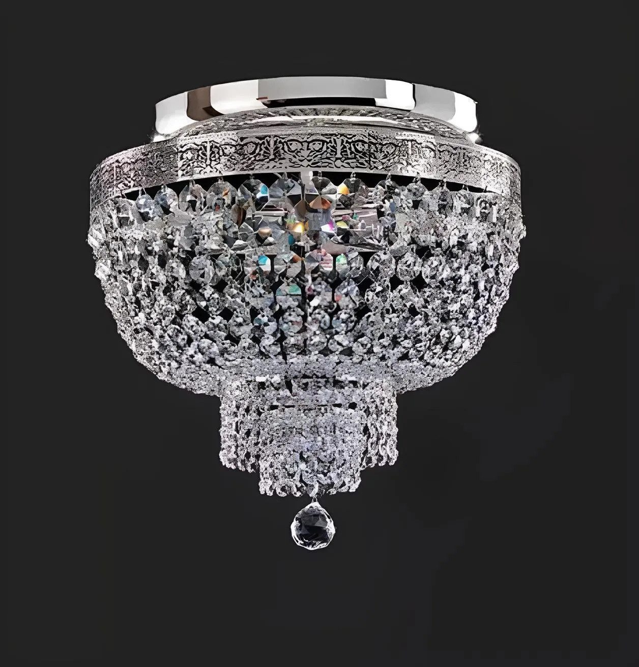 JVmoebel Kronleuchter Eleganter Deckenleuchter aus Silber mit Kristallakzenten, Leuchtmittel wechselbar, Made in Europa